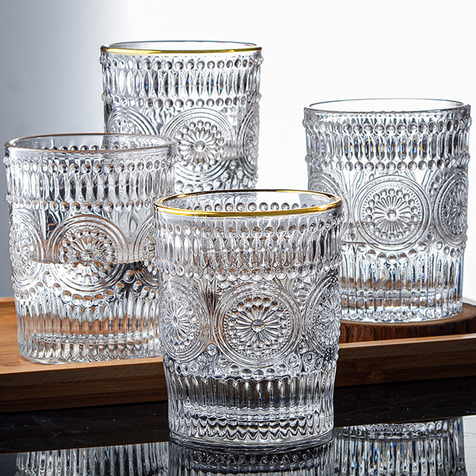 Vintage Embossed Glasses Drinking Glasses Water Glasses Modern Embossed view 3