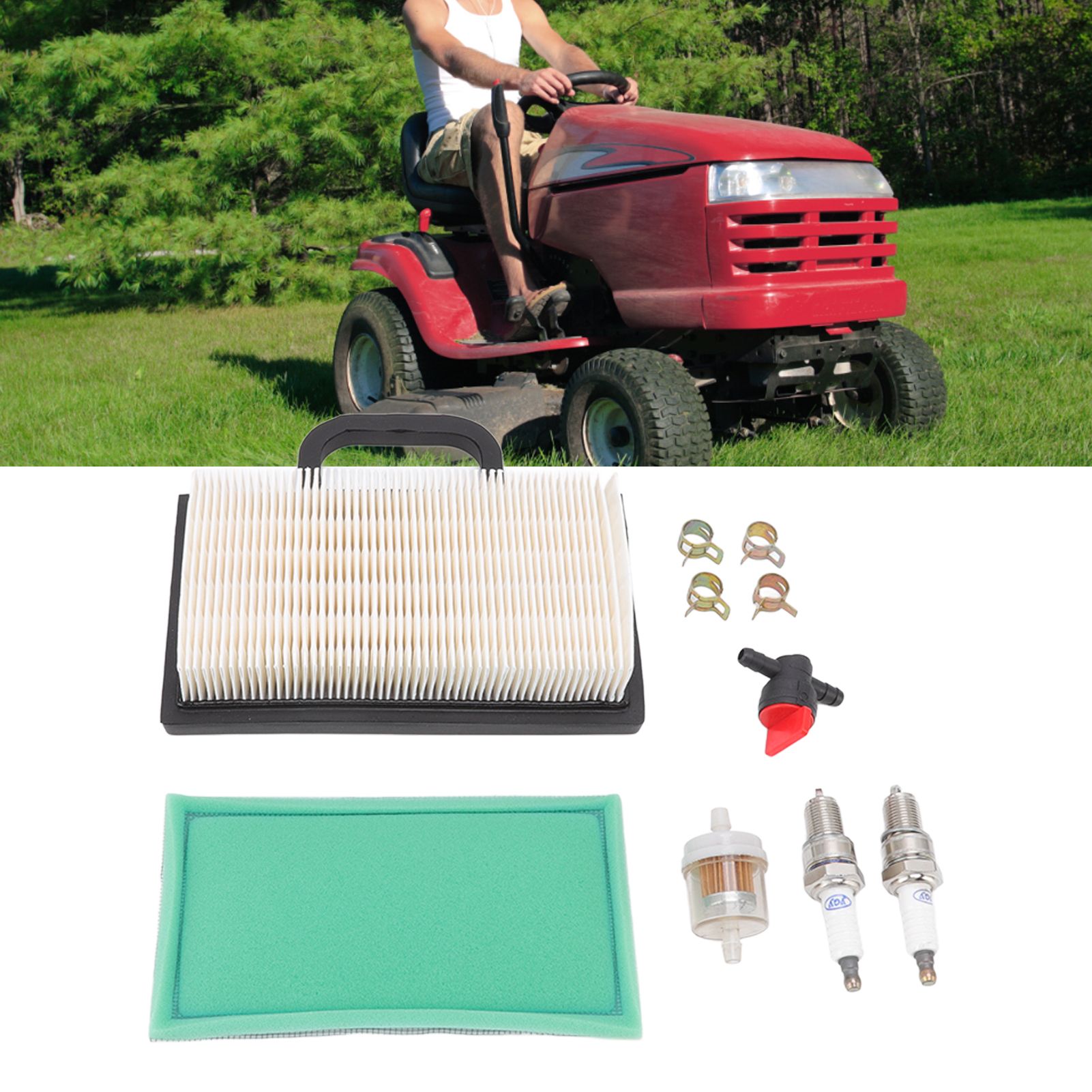 Lawn Mower Air Filter Set Air Filter Sparking Plug Valve Replacement Lawn view 11