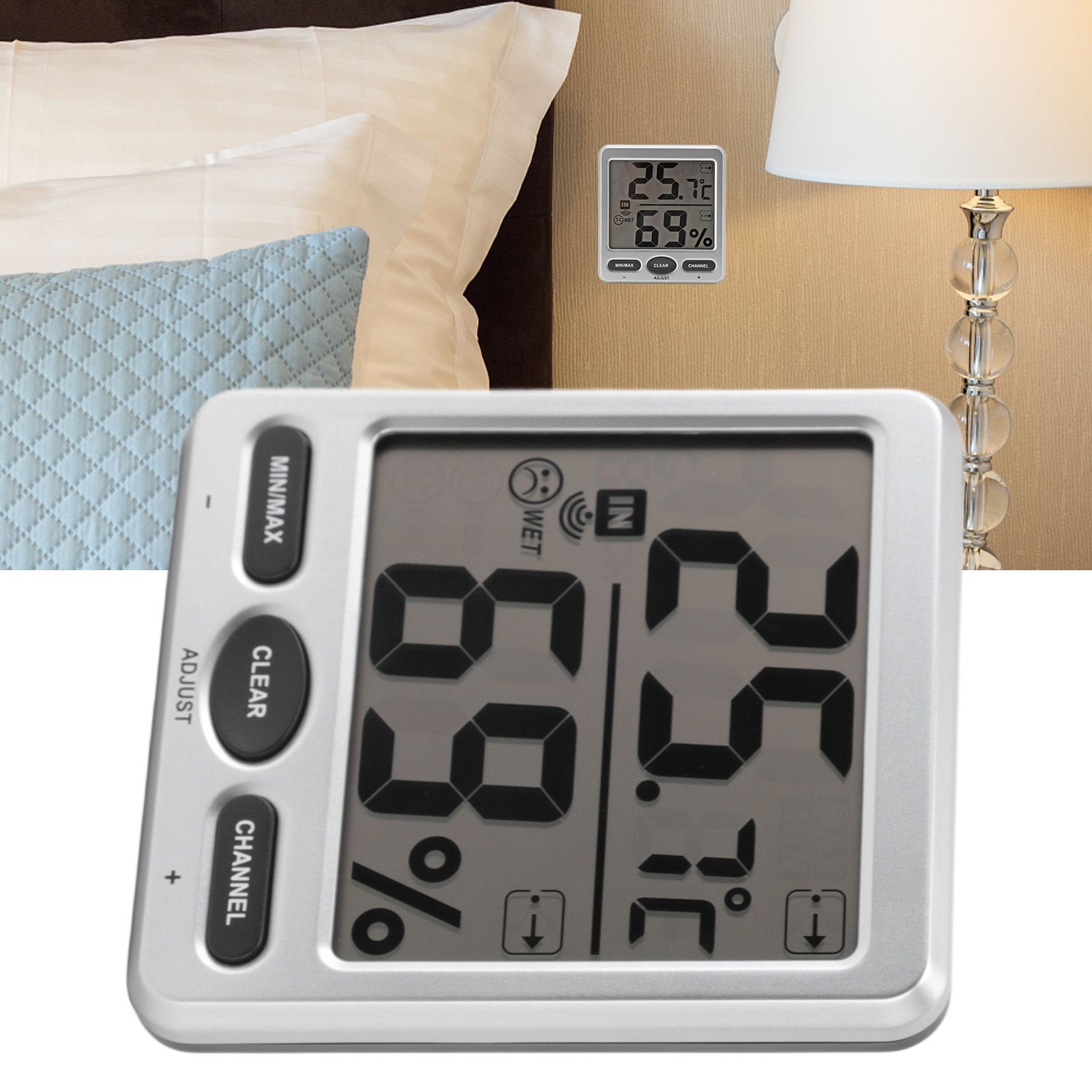 Room Thermometer Large Screen Comfort Level Indicator 24 Hours Record High view 11