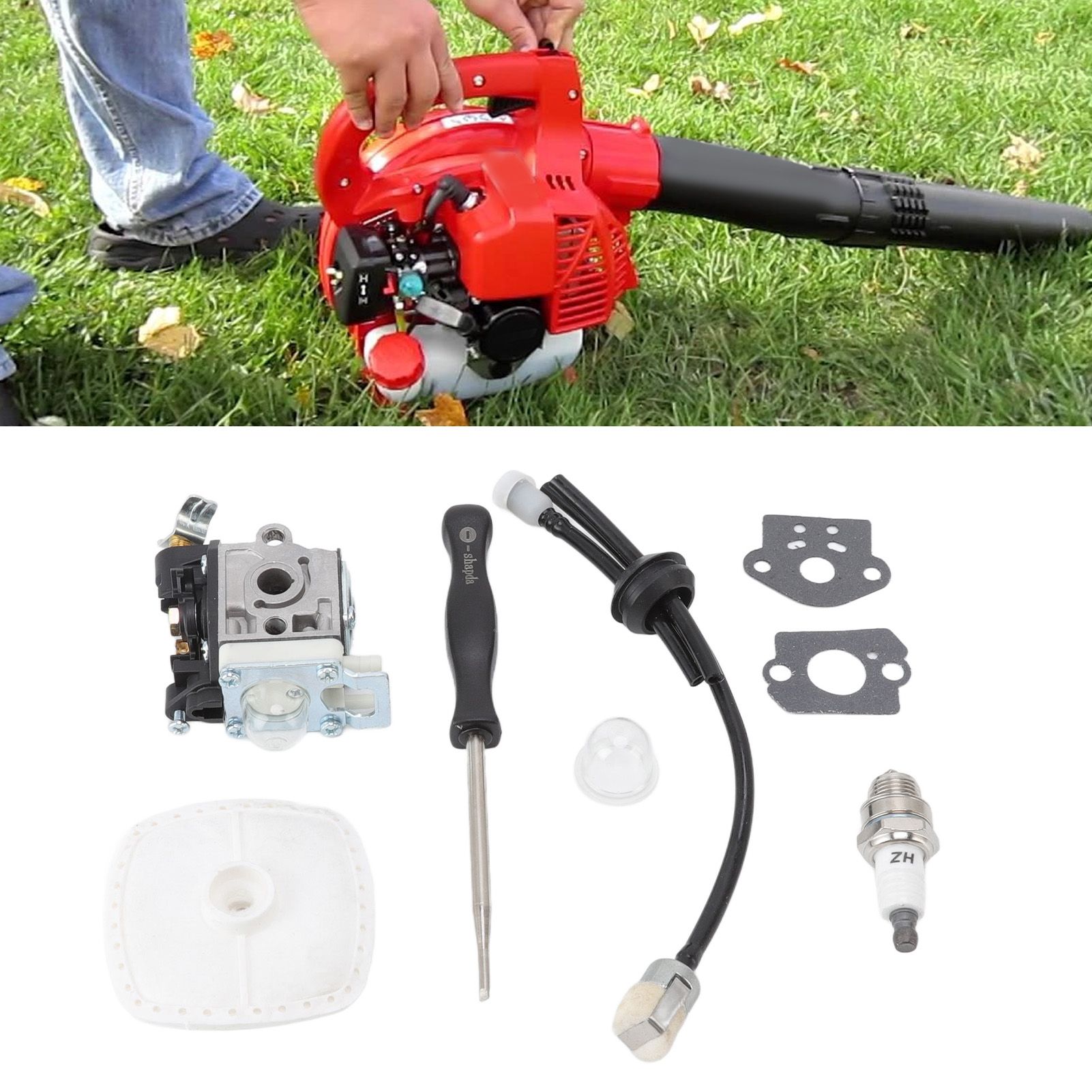 Leaf Blower Carburetor Kit Gasket Primer Bulb Cover Fuel Line Assembly Filter view 11