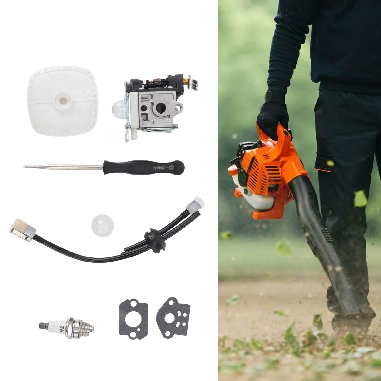 Leaf Blower Carburetor Kit Gasket Primer Bulb Cover Fuel Line Assembly Filter view 12