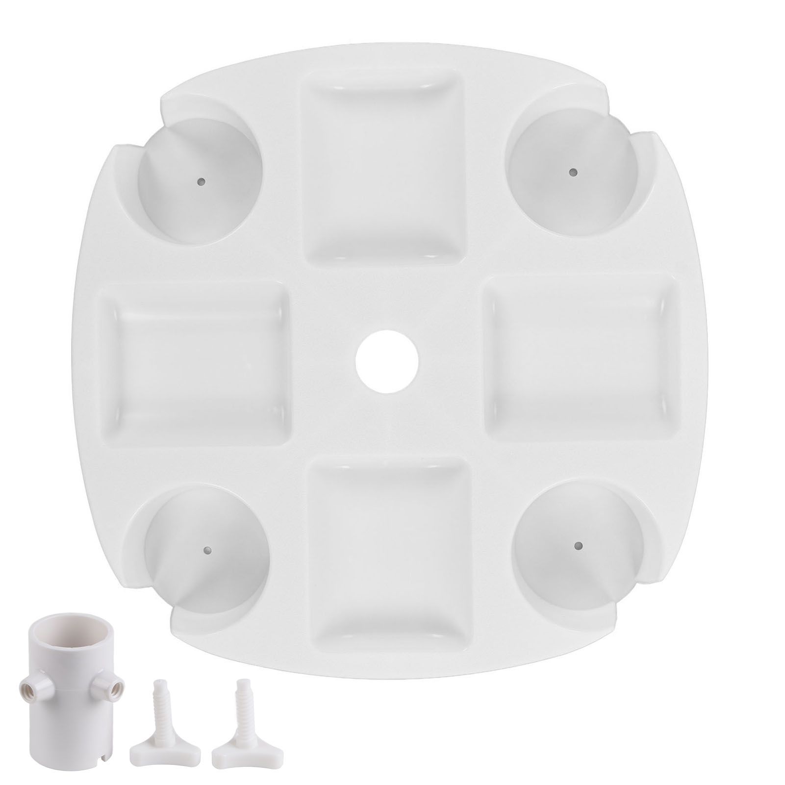 Beach Umbrella Table Tray White Round Umbrella Tray with 4 Cup Holder for — image 1
