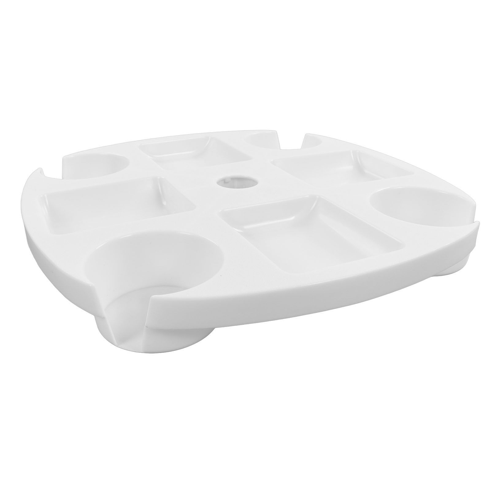 Beach Umbrella Table Tray White Round Umbrella Tray with 4 Cup Holder for view 4