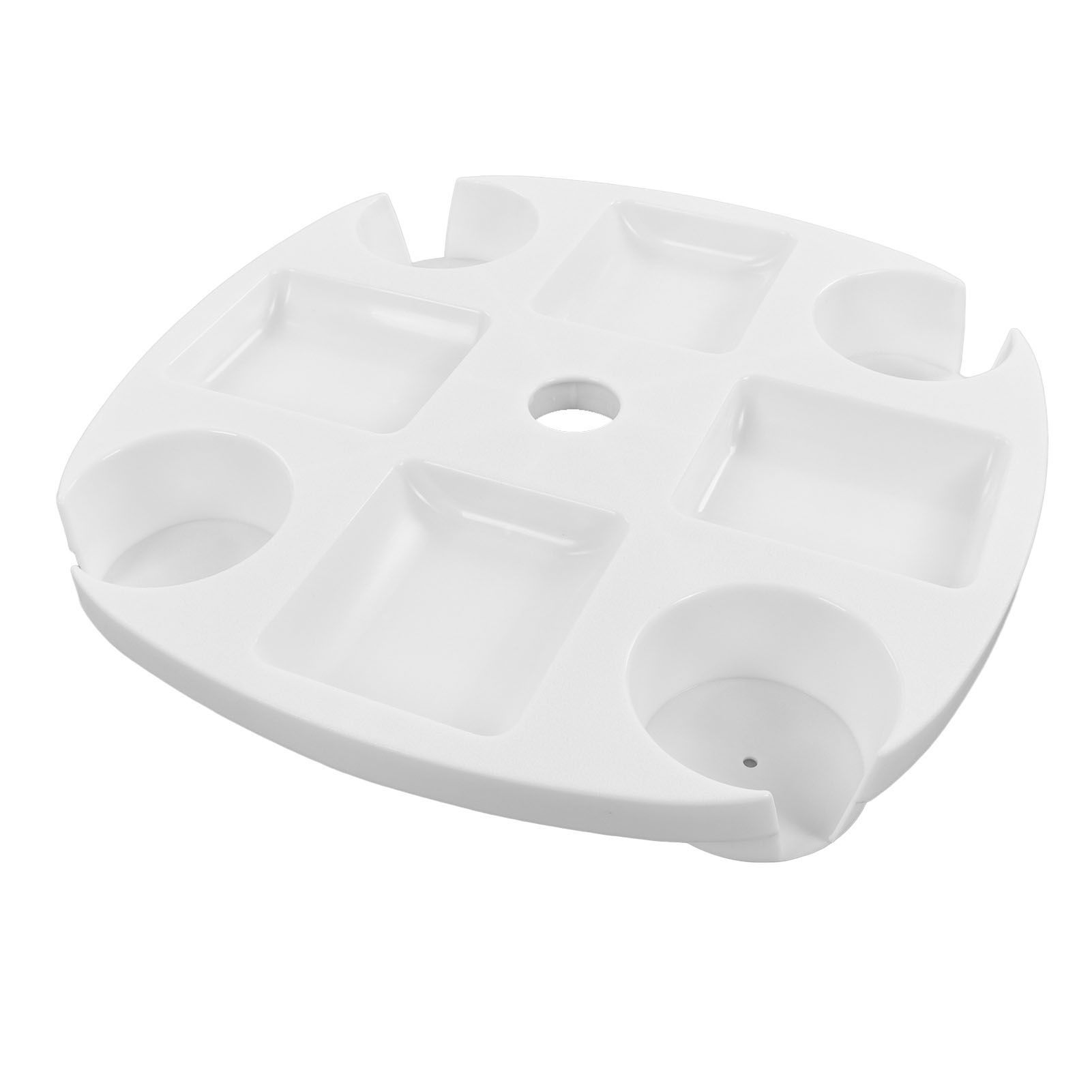 Beach Umbrella Table Tray White Round Umbrella Tray with 4 Cup Holder for view 5