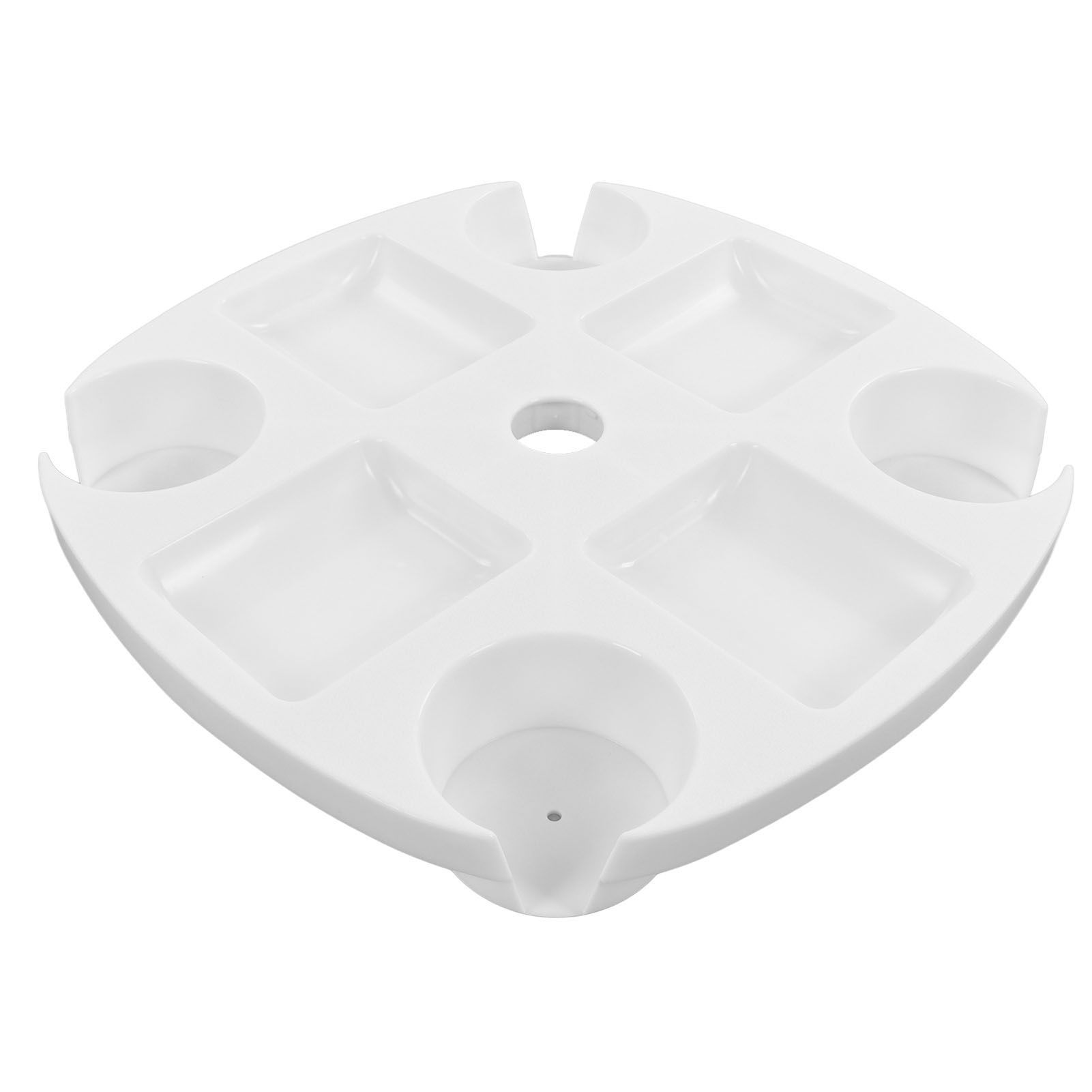Beach Umbrella Table Tray White Round Umbrella Tray with 4 Cup Holder for view 6