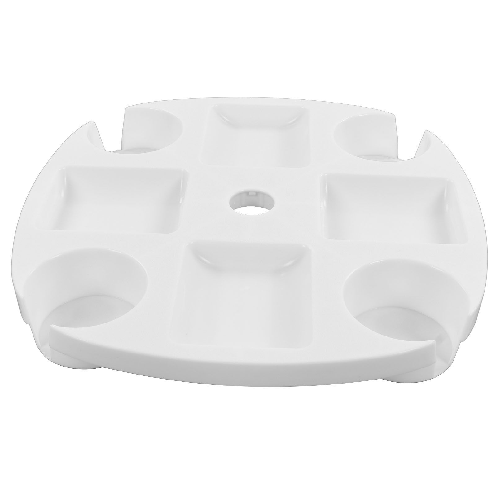 Beach Umbrella Table Tray White Round Umbrella Tray with 4 Cup Holder for view 7