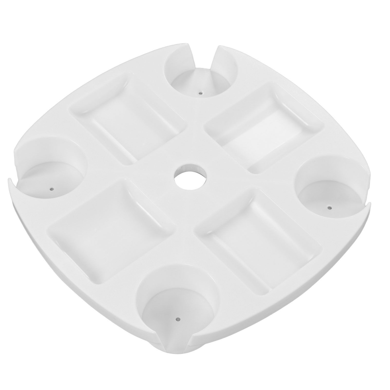 Beach Umbrella Table Tray White Round Umbrella Tray with 4 Cup Holder for view 8