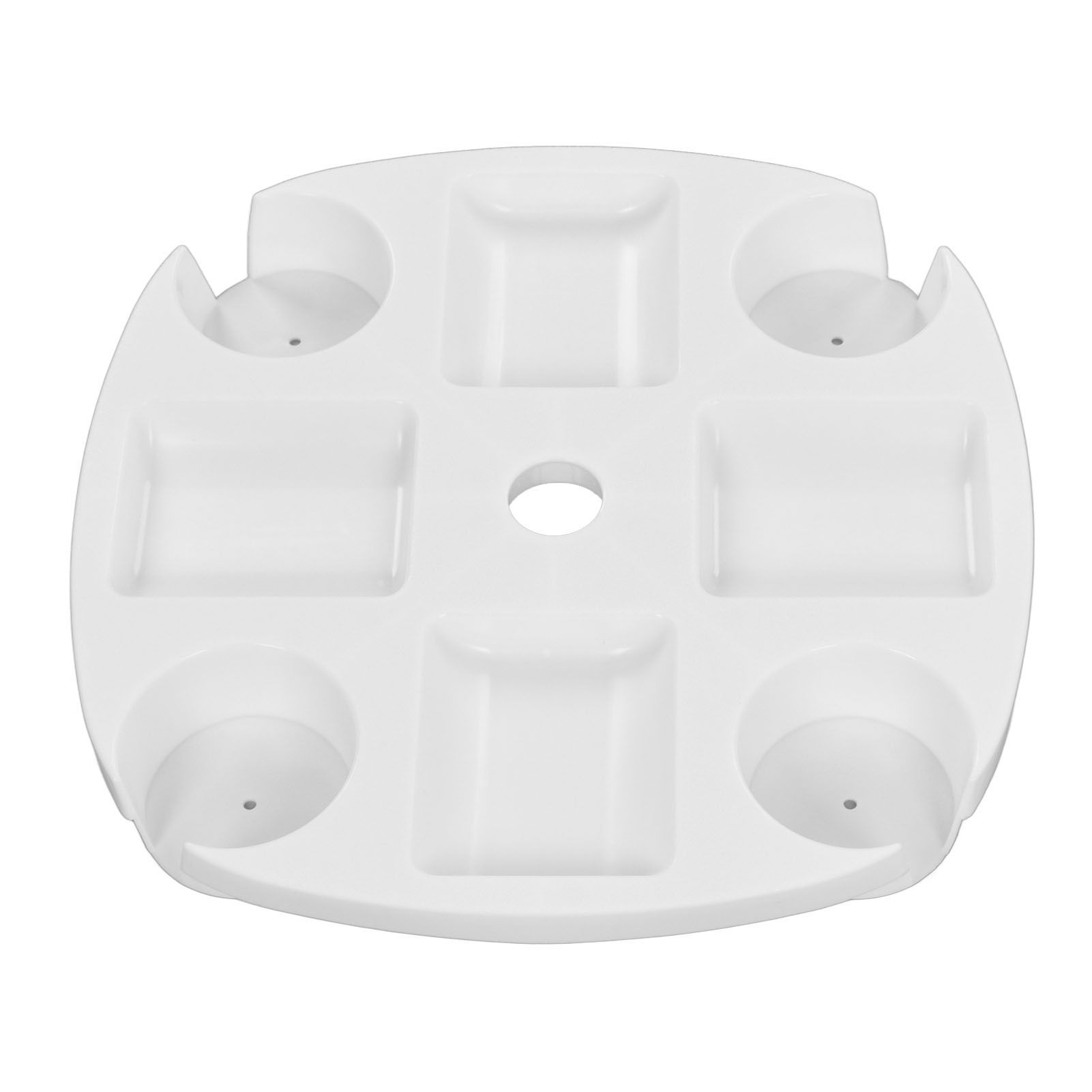 Beach Umbrella Table Tray White Round Umbrella Tray with 4 Cup Holder for view 9