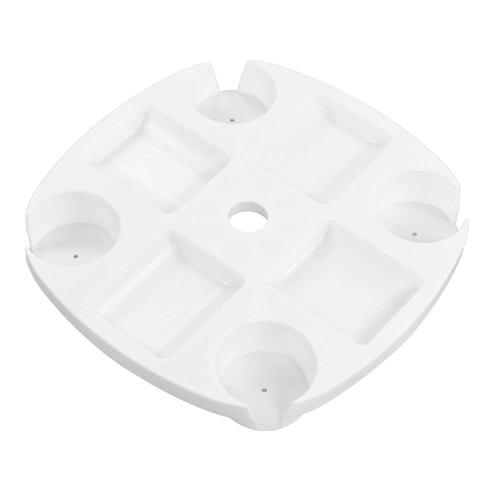 Beach Umbrella Table Tray White Round Umbrella Tray with 4 Cup Holder for view 10