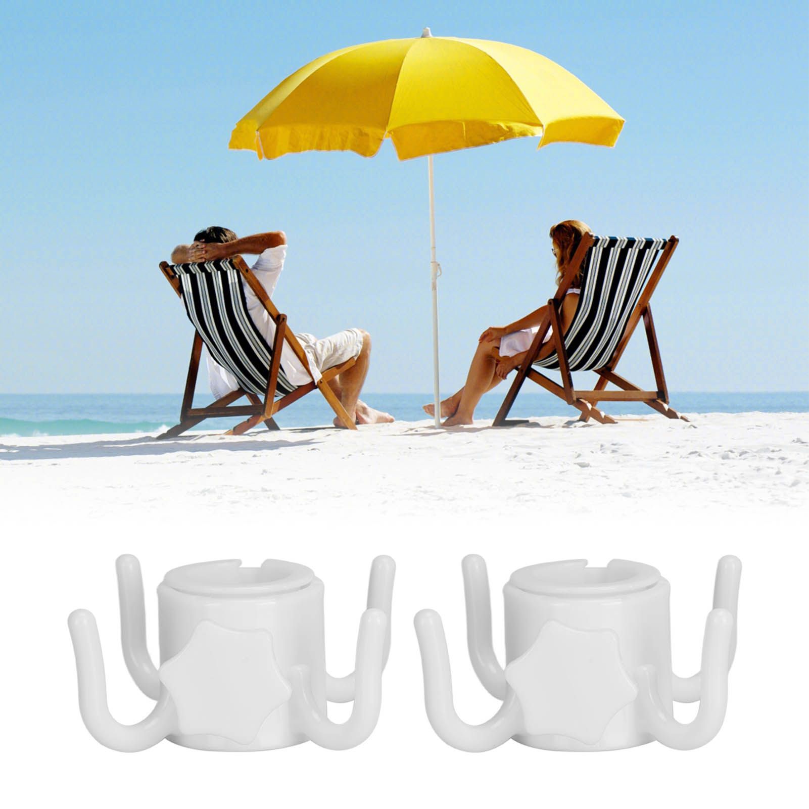 2Pcs Plastic Beach Umbrella Hanging Hook Umbrella Hanger 4 Prong Towel Hat view 12