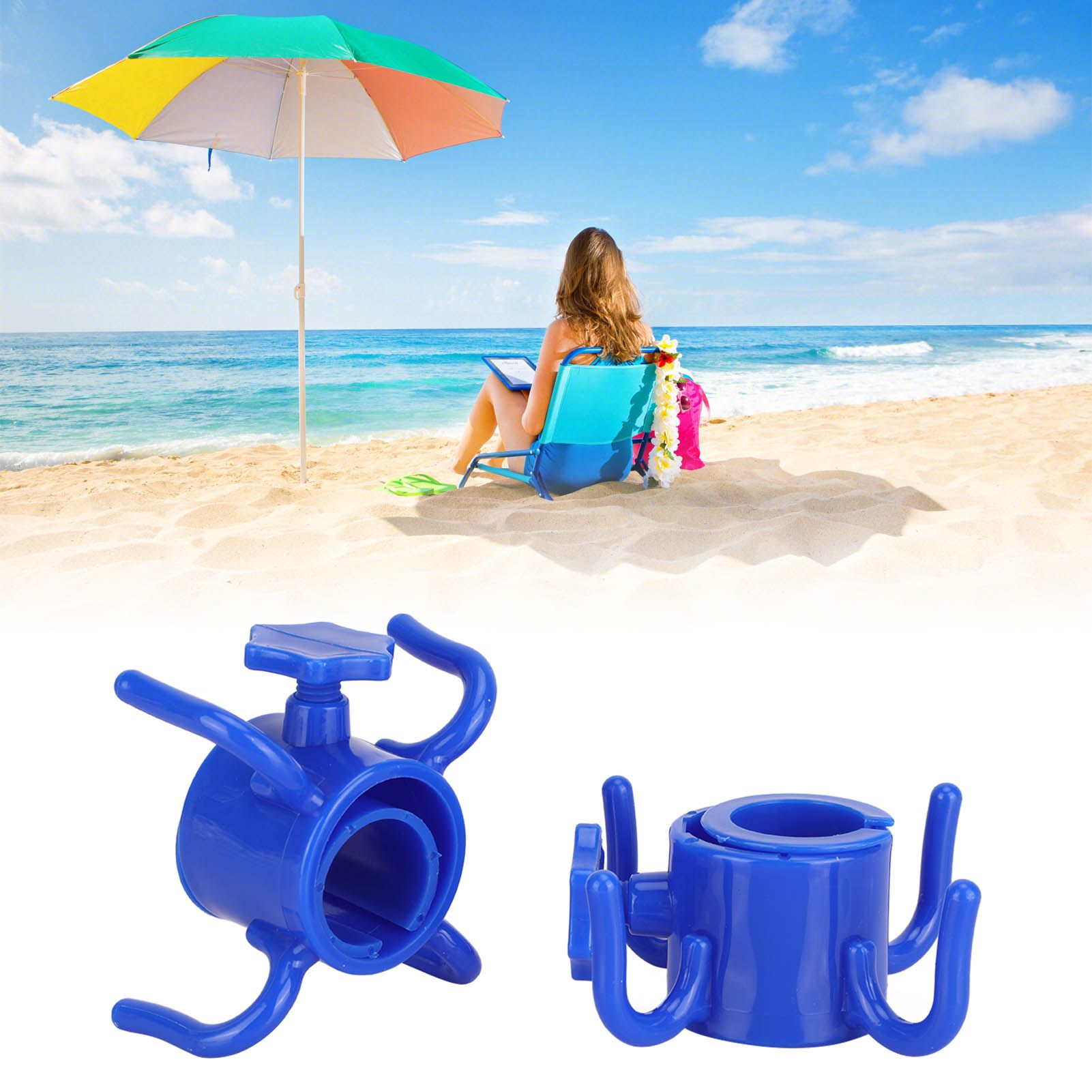 2Pcs Plastic Beach Umbrella Hanging Hook Umbrella Hanger 4 Prong Towel Hat view 11