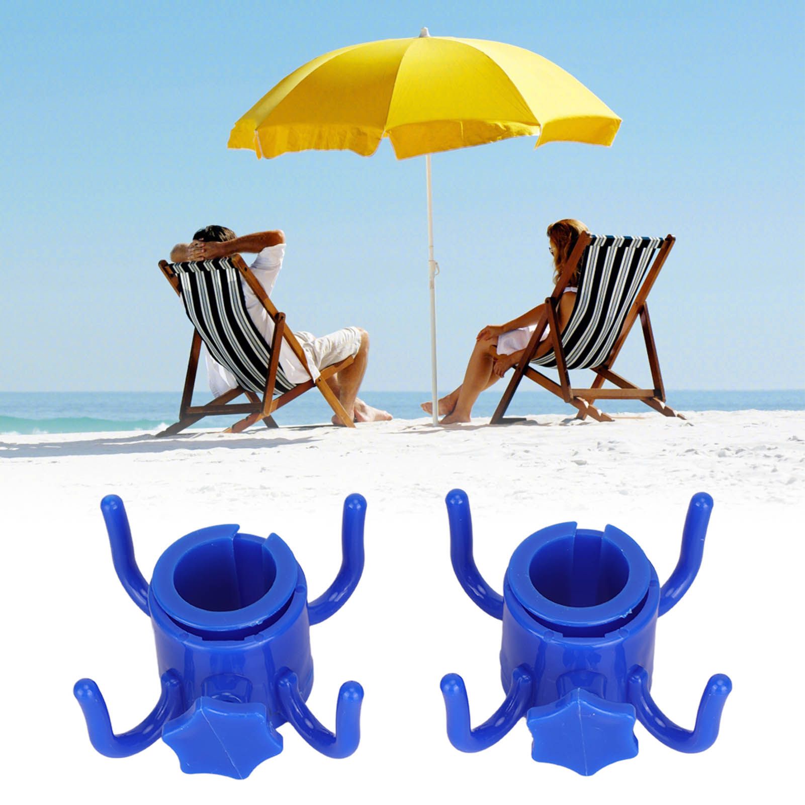 2Pcs Plastic Beach Umbrella Hanging Hook Umbrella Hanger 4 Prong Towel Hat view 12