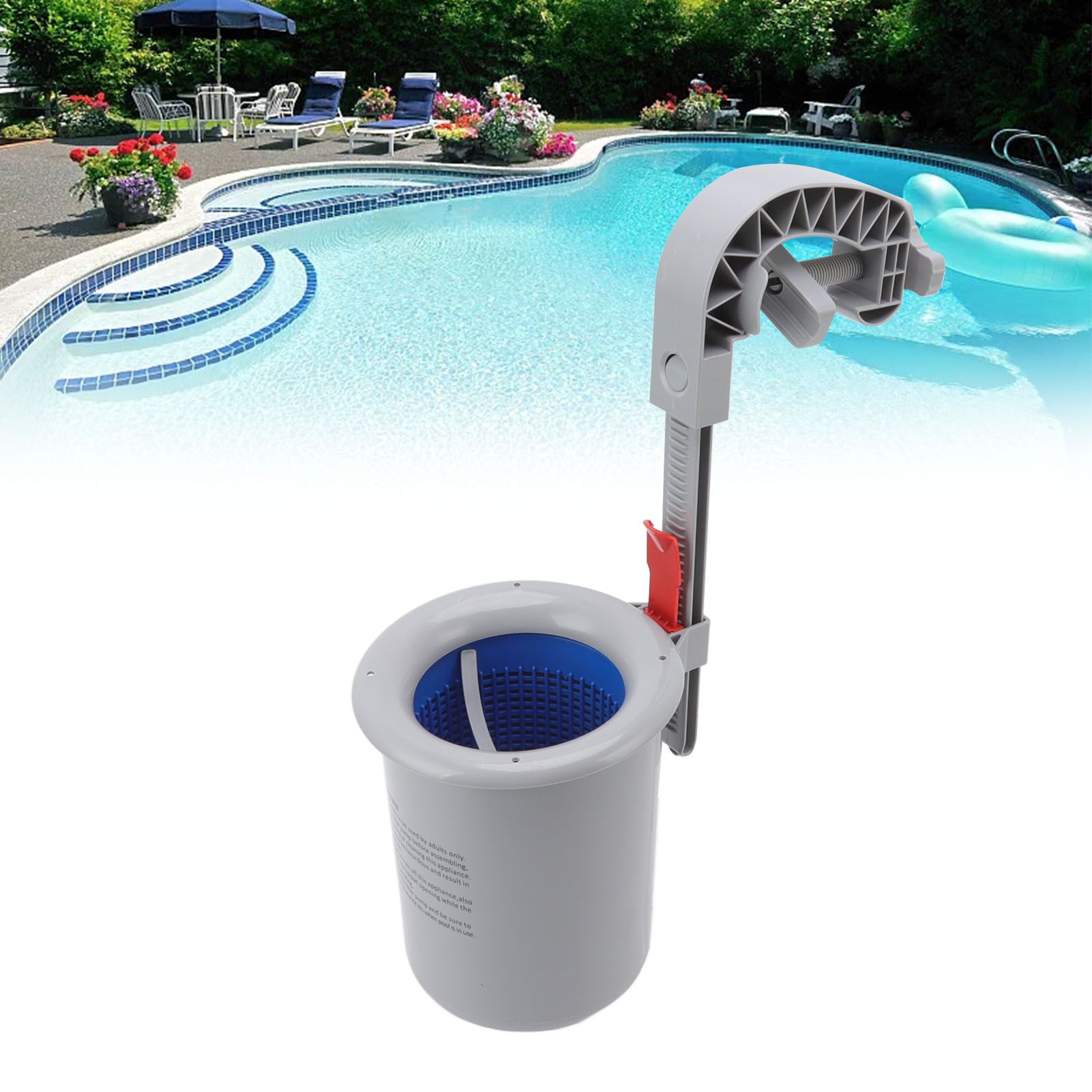 Pool Surface Skimmer Plastic Gray Wall Mounted Automatic Cleaner Filter Debris view 11