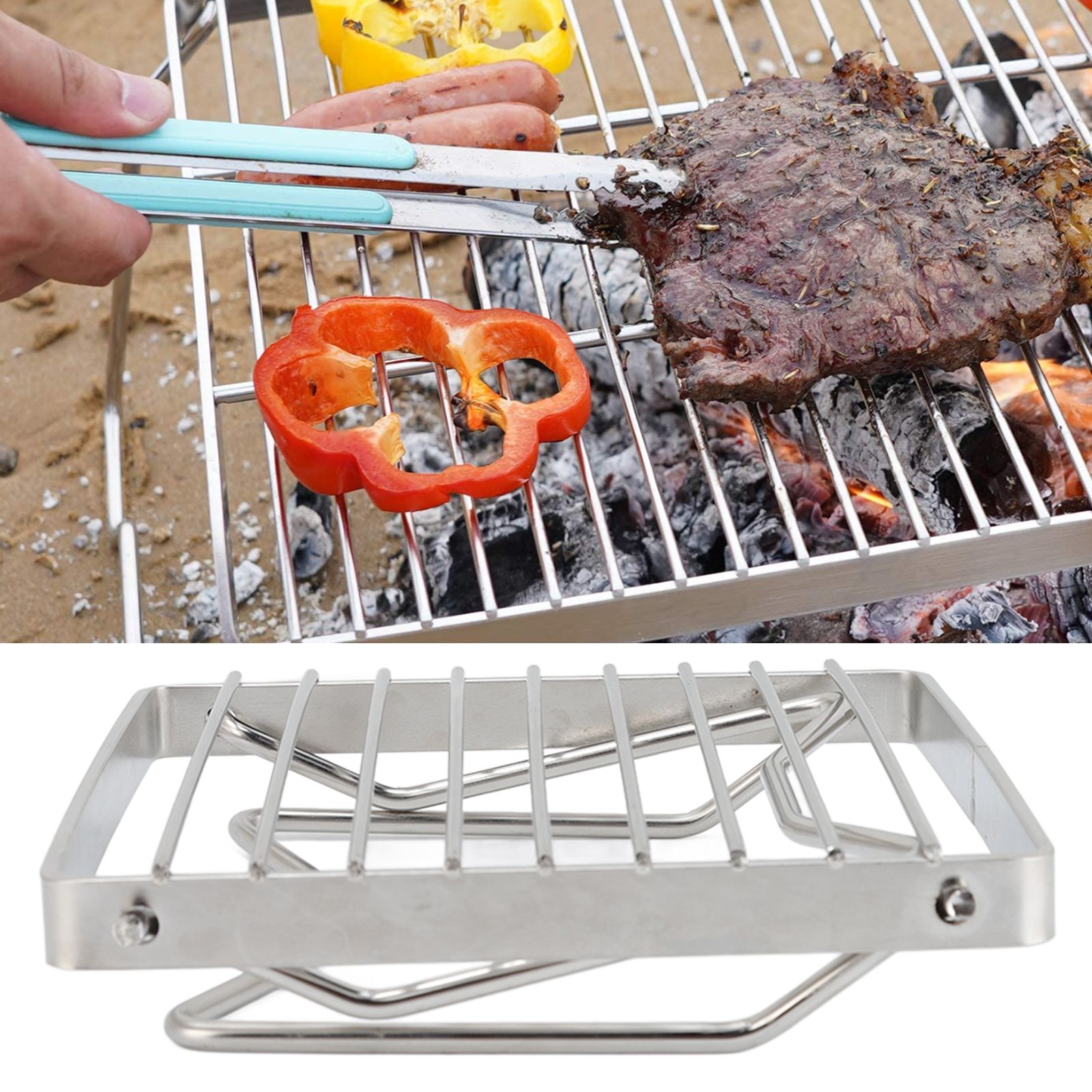 Folding Campfire Grill Stainless Steel Grid Shaped Camping Grill Grate Picnic view 12