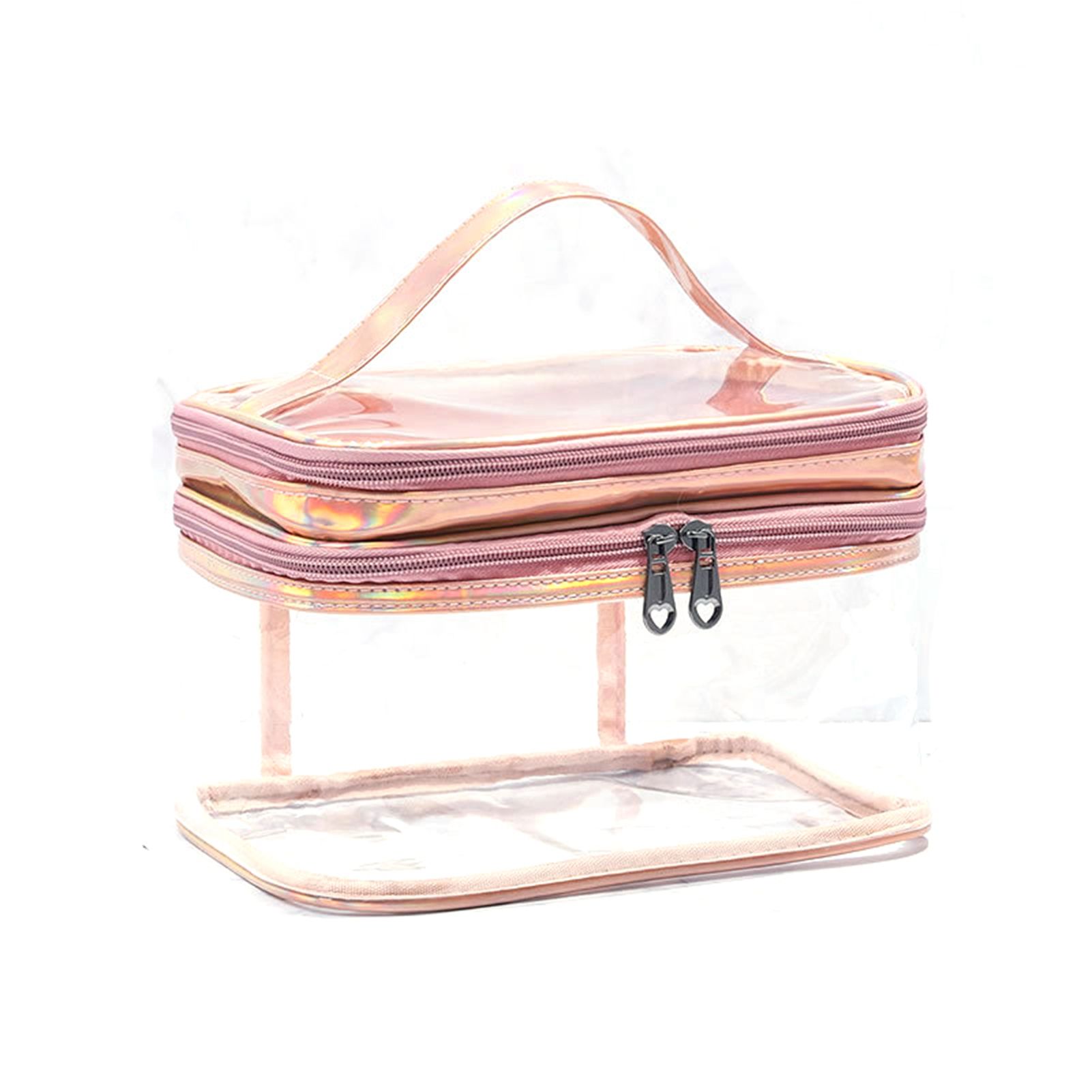 Ladies Cosmetic Bag Transparent Double Layer Waterproof High Capacity Toiletry