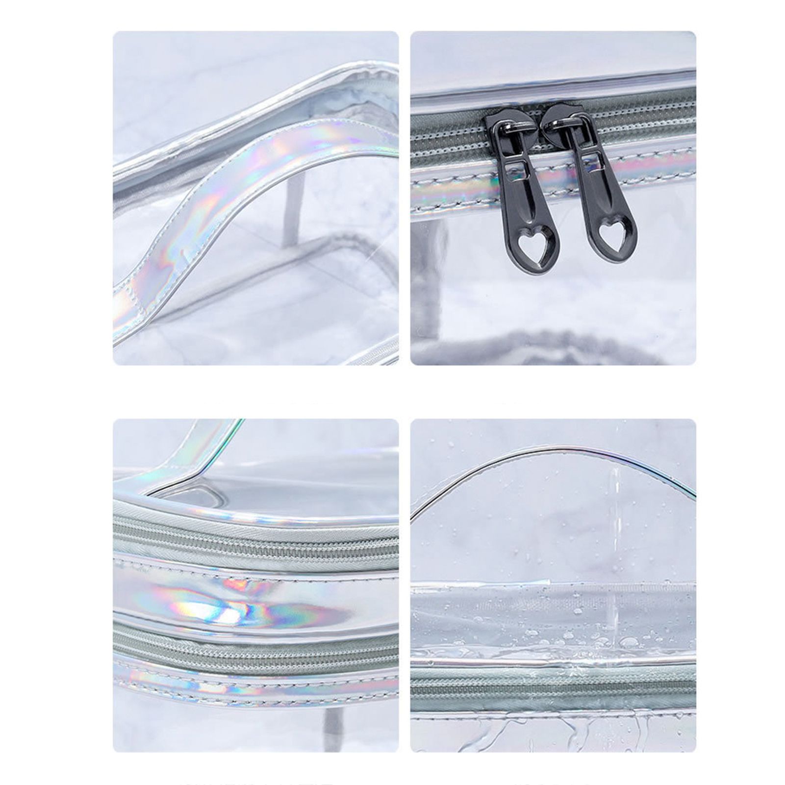 Ladies Cosmetic Bag Transparent Double Layer Waterproof High Capacity Toiletry view 5