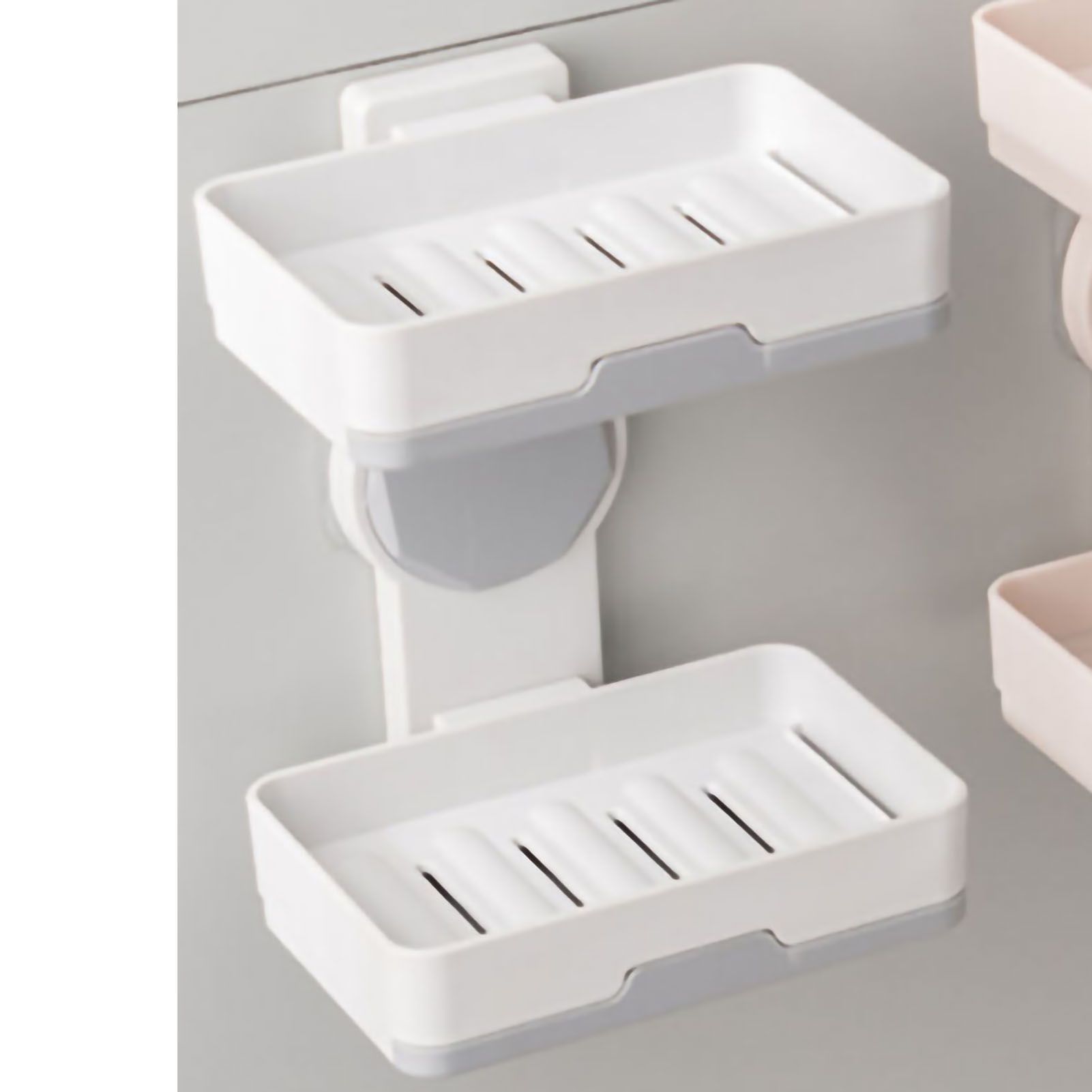 Soap Box Draining Case Holder Rack Plastic Hole Free Installation for Bathroom