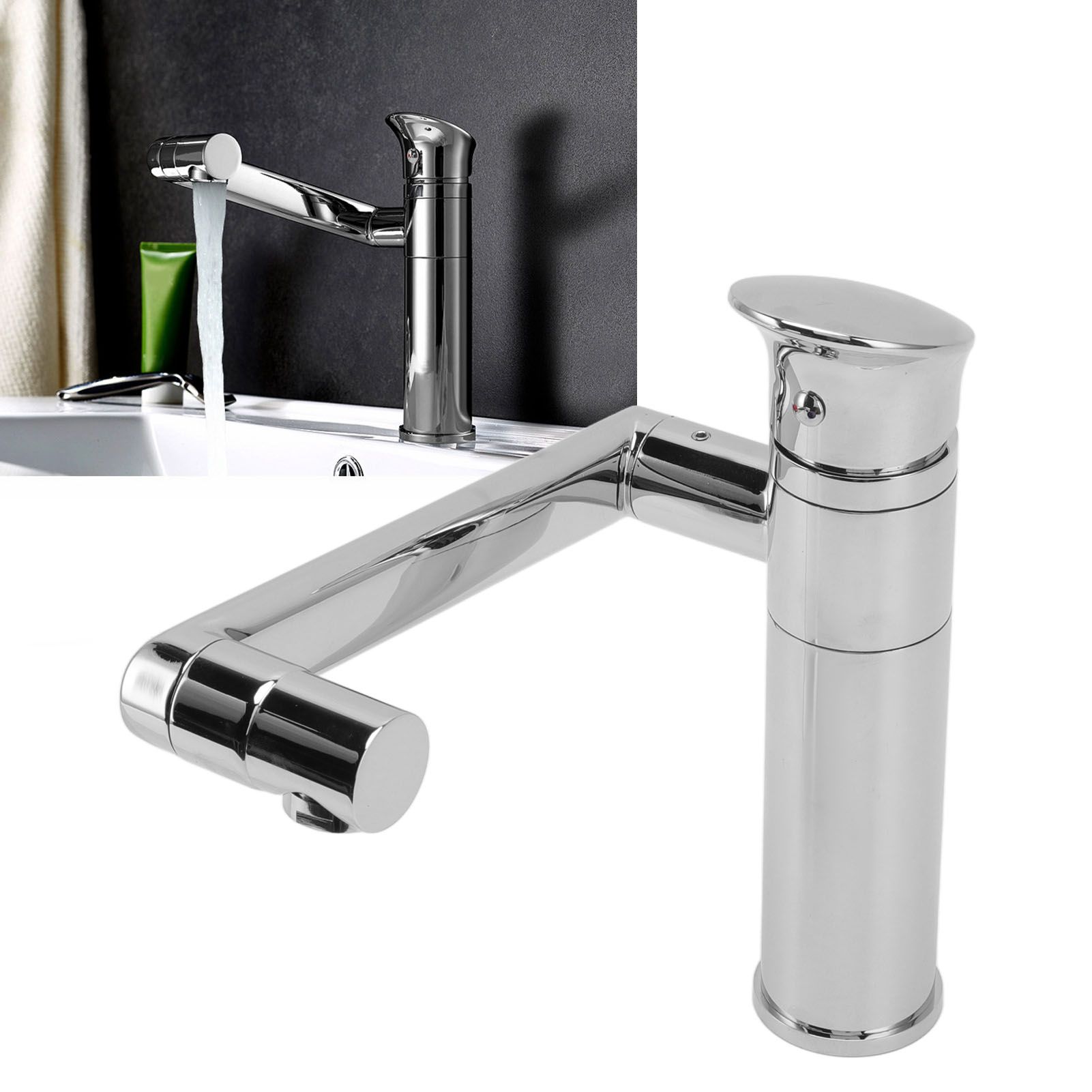 Universal Basin Faucet with Hose Metal Single Hole Sink Tap for Kitchen view 11