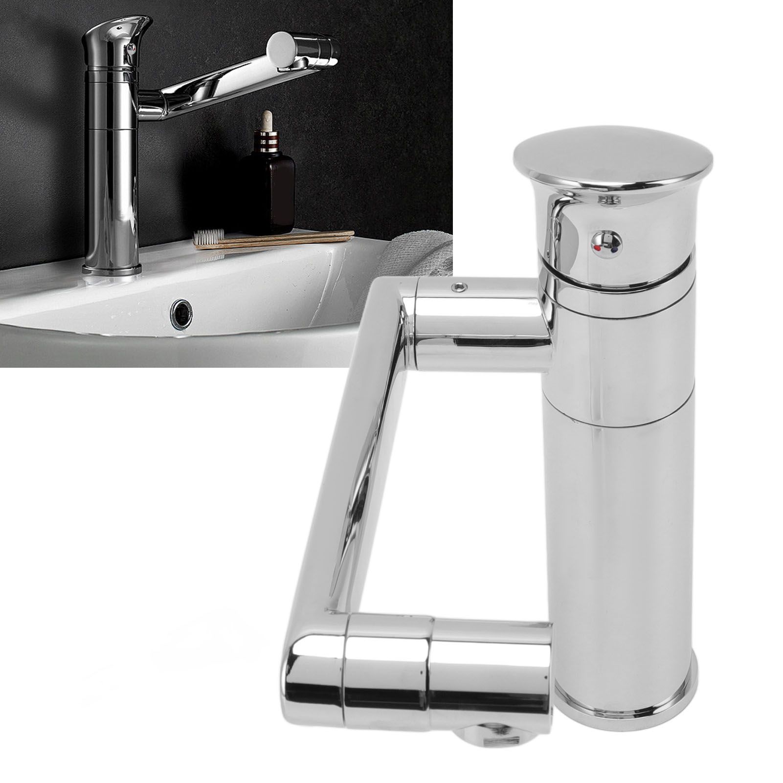 Universal Basin Faucet with Hose Metal Single Hole Sink Tap for Kitchen view 12
