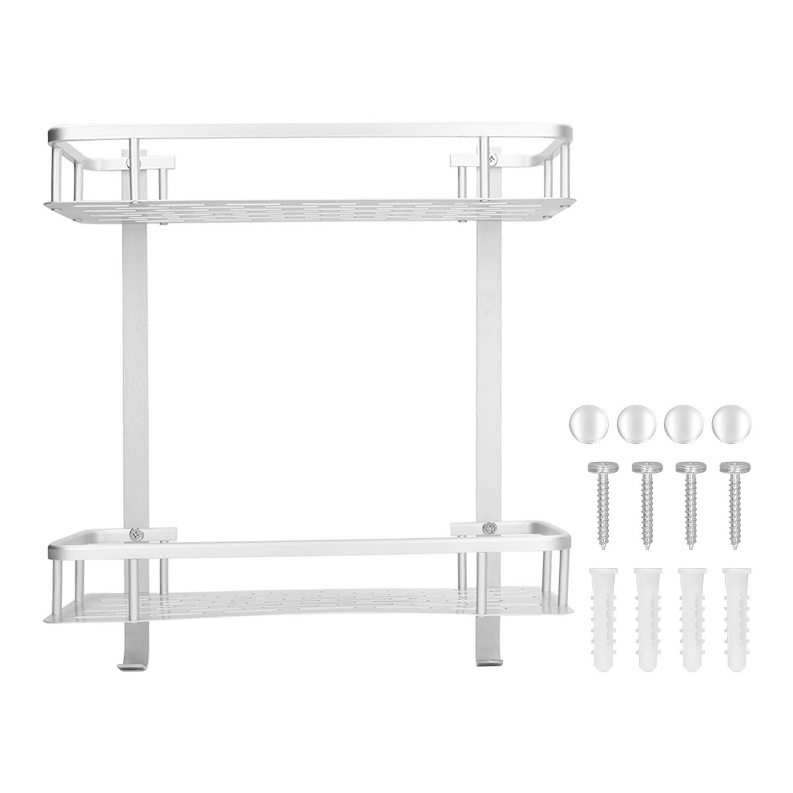 Wall Mounted Shelves Aluminum Alloy Matte Two Layers Floating Storage Shelves — image 1