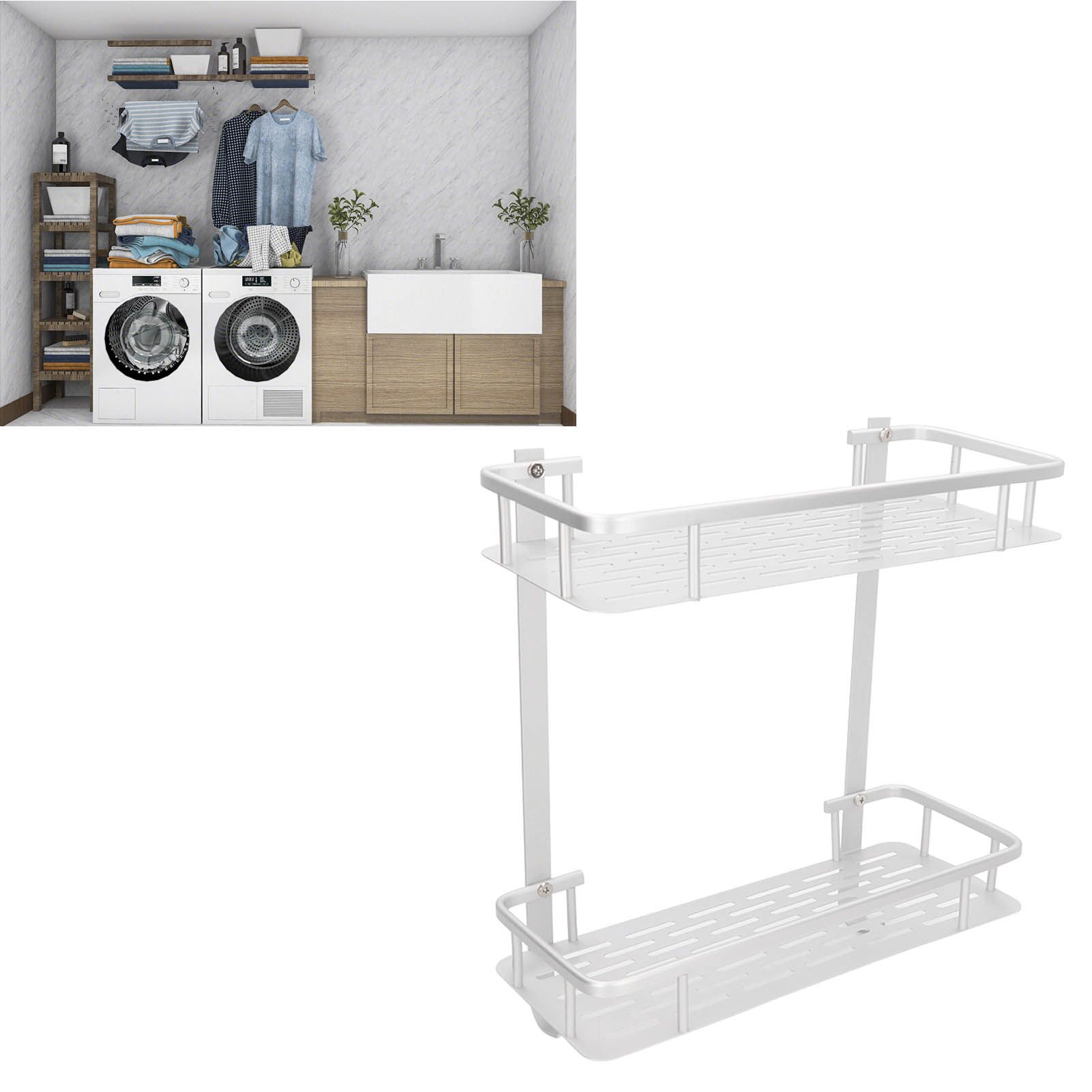 Wall Mounted Shelves Aluminum Alloy Matte Two Layers Floating Storage Shelves view 11