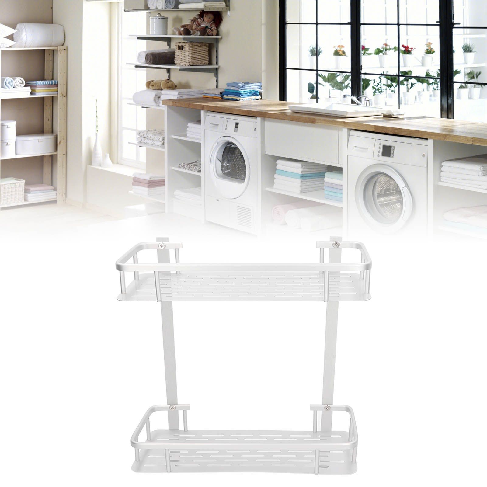 Wall Mounted Shelves Aluminum Alloy Matte Two Layers Floating Storage Shelves view 12