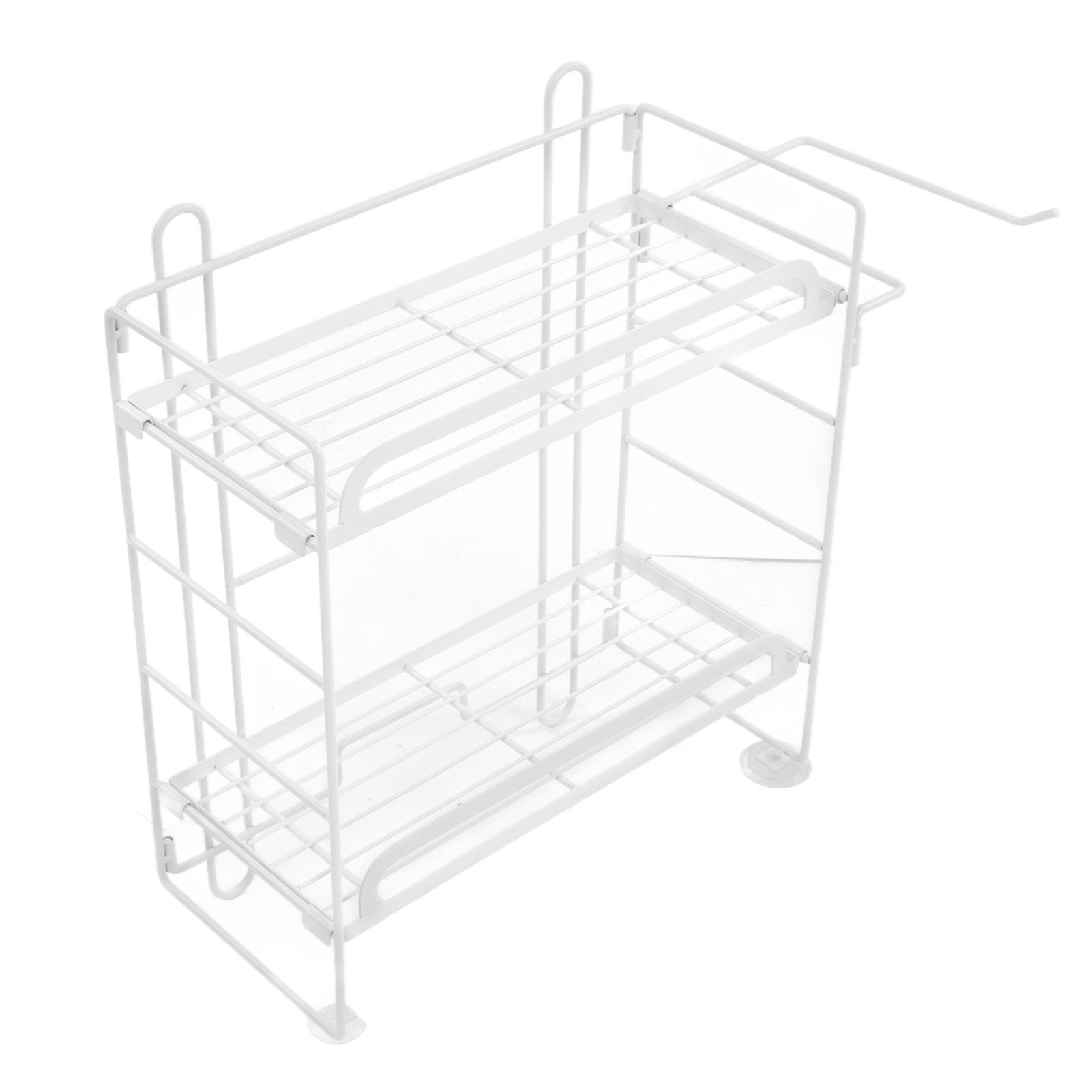 Toilet Storage Shelves Iron Wall Mounted 2 Layers Foldable Grid Home view 8