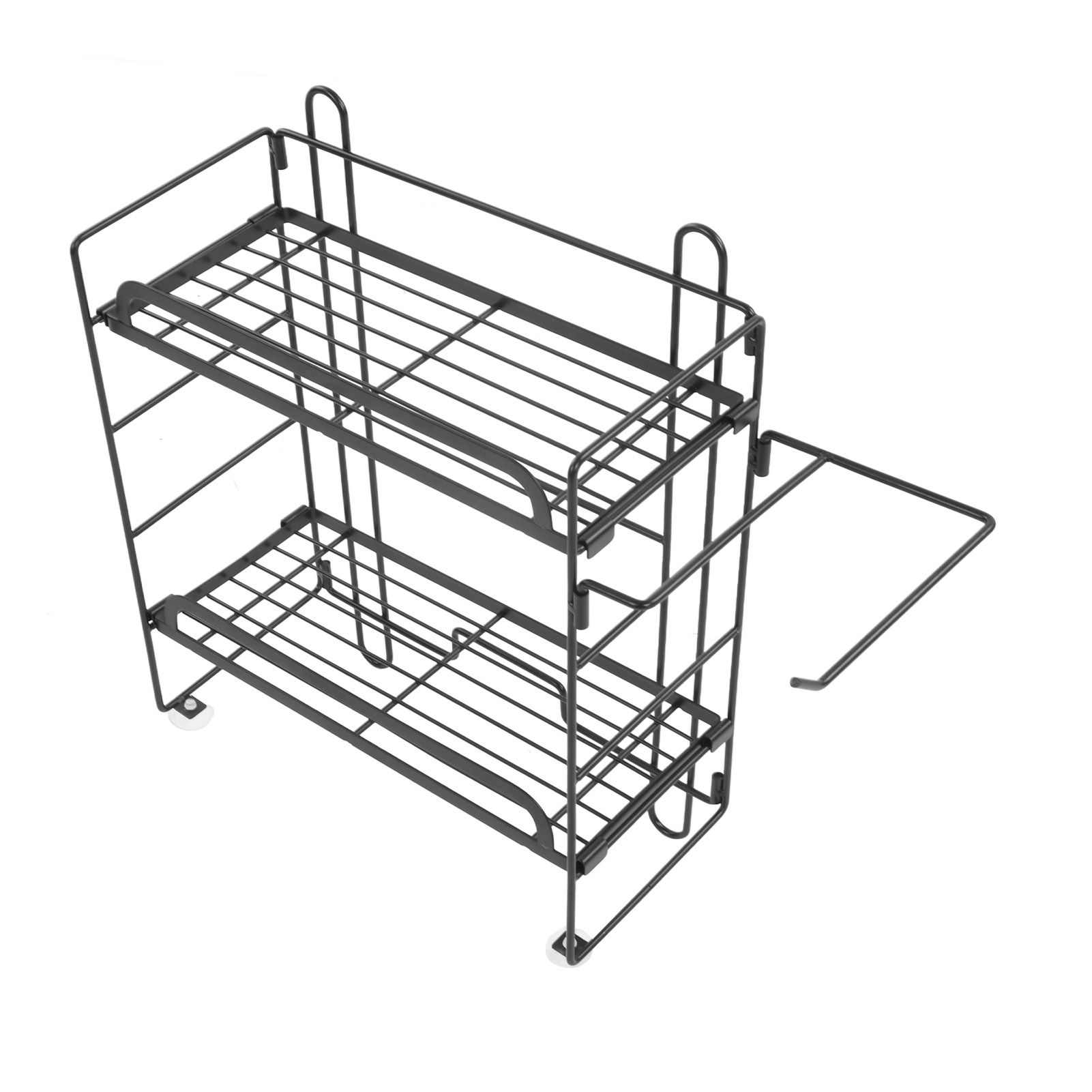 Toilet Storage Shelves Iron Wall Mounted 2 Layers Foldable Grid Home view 5