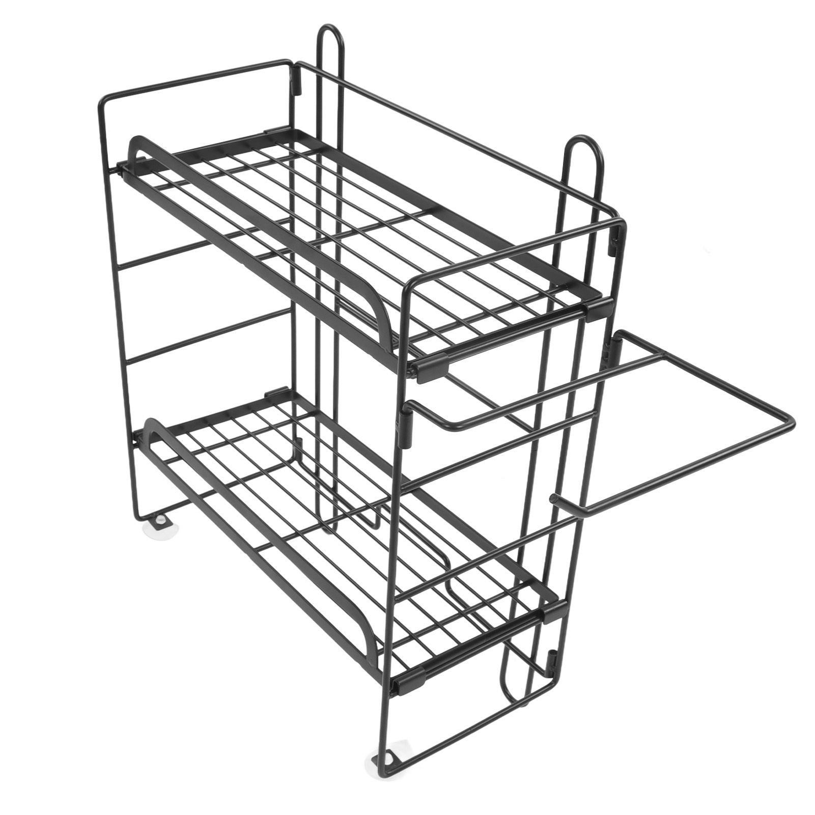 Toilet Storage Shelves Iron Wall Mounted 2 Layers Foldable Grid Home view 8