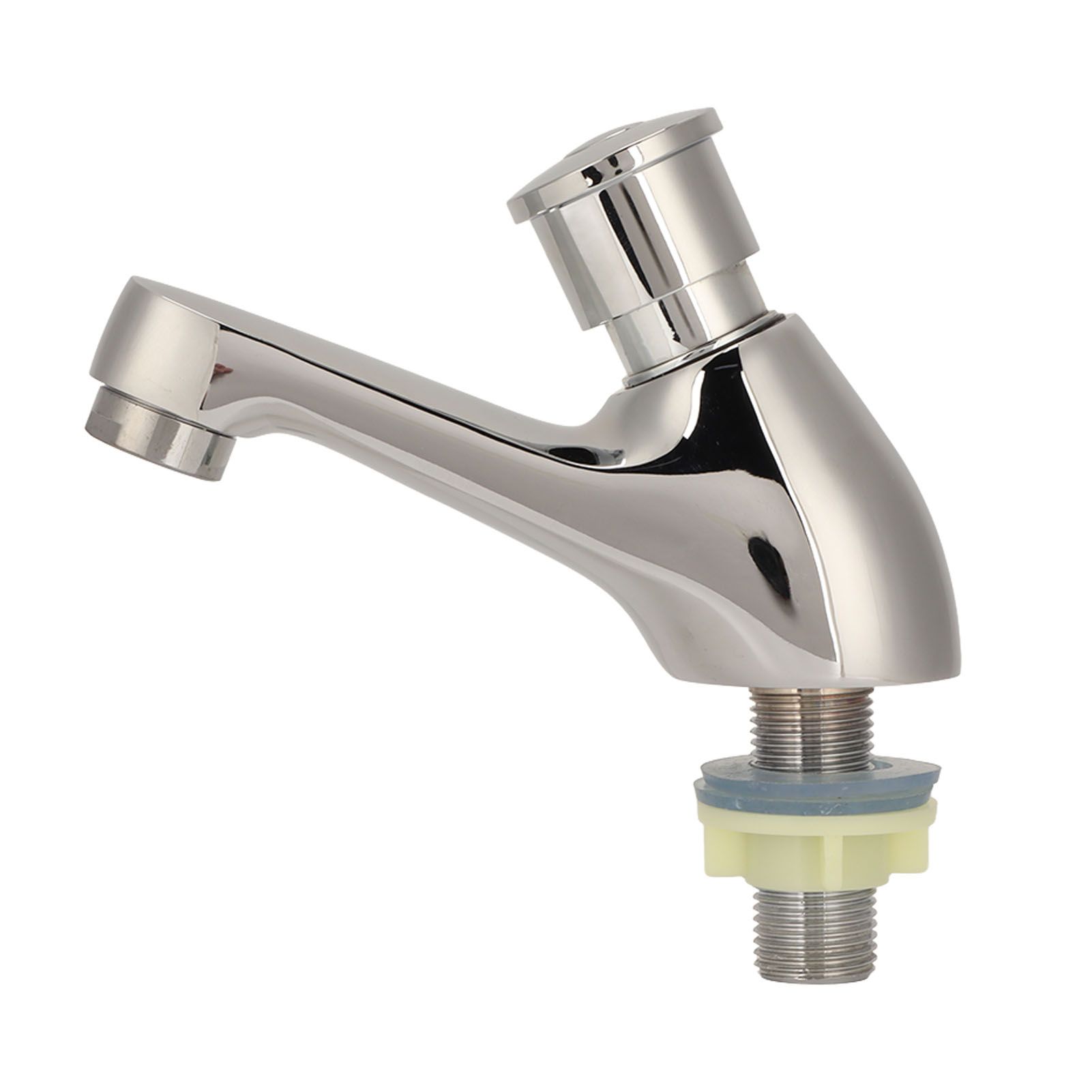 Time Delay Silver Faucet Single Tube Cold Water Basin Taps G1/2 Thread for