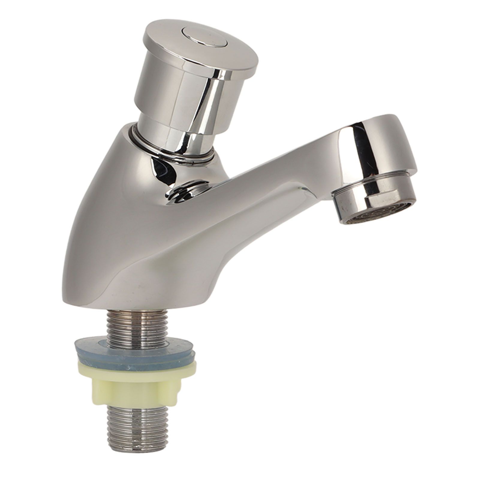 Time Delay Silver Faucet Single Tube Cold Water Basin Taps G1/2 Thread for view 5
