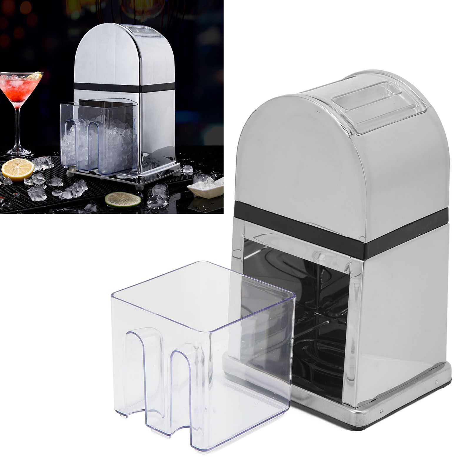 Manual Ice Crusher Labor Saving Hand Crank Shaved Ice Machine with Transparent view 11