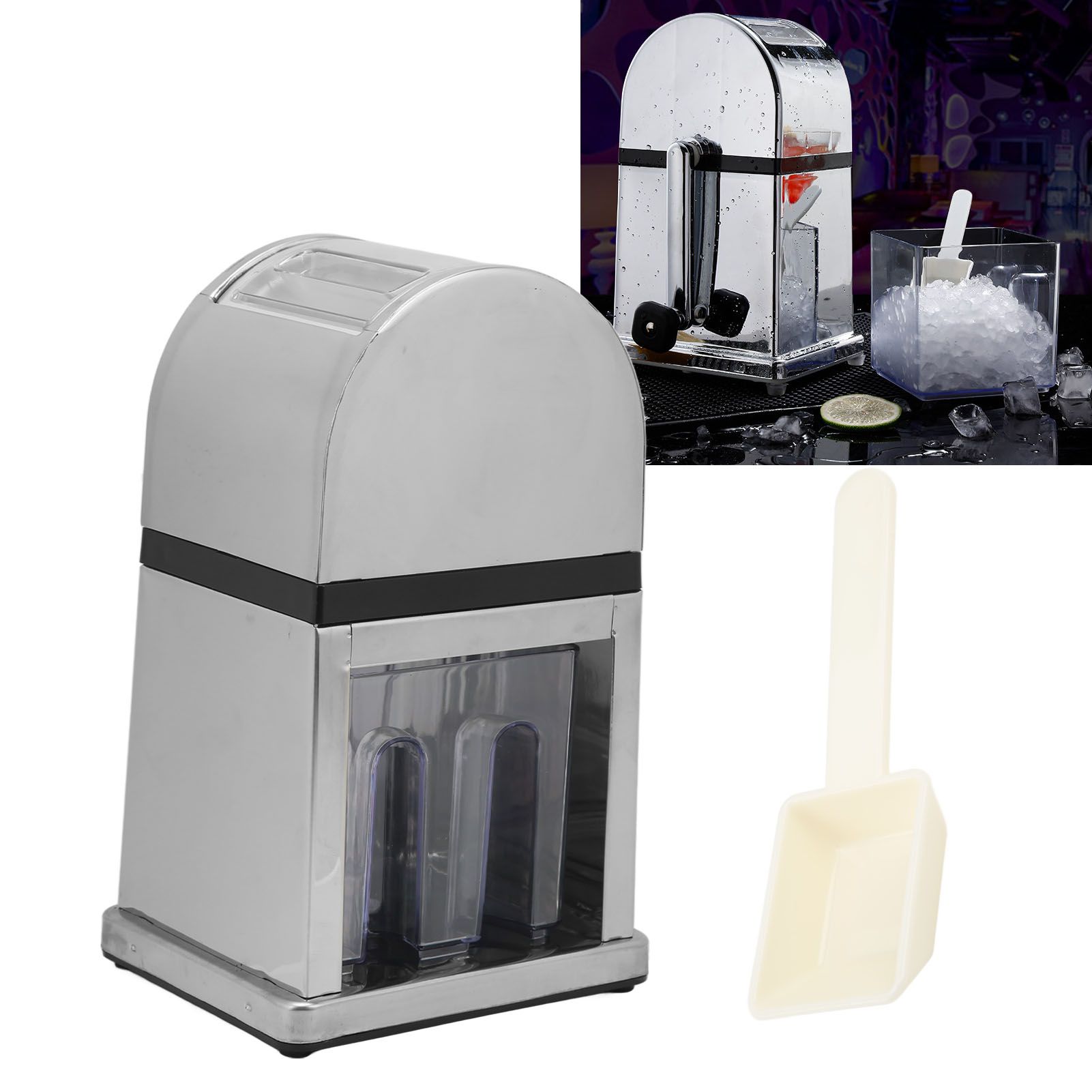 Manual Ice Crusher Labor Saving Hand Crank Shaved Ice Machine with Transparent view 12