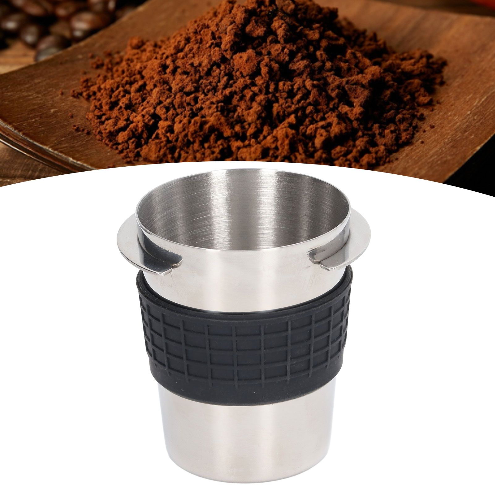 58mm Stainless Steel Coffee Dosing Cup Coffee Machine Handle Receiving Powder view 12