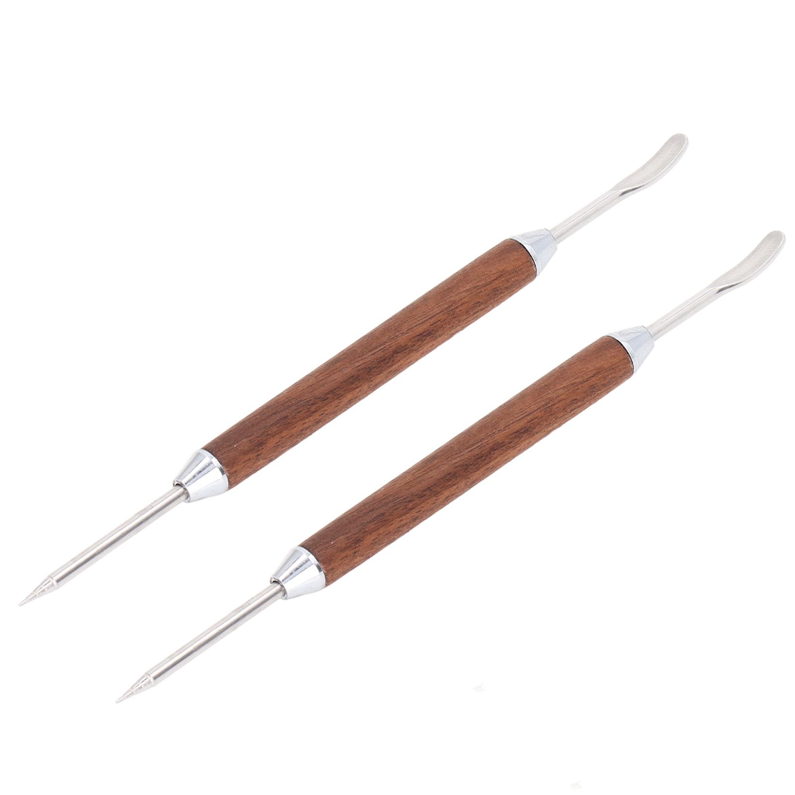 2PCS Coffee Art Pen Wooden Handle Stainless Steel Coffee Fancy Stitch Needle view 2