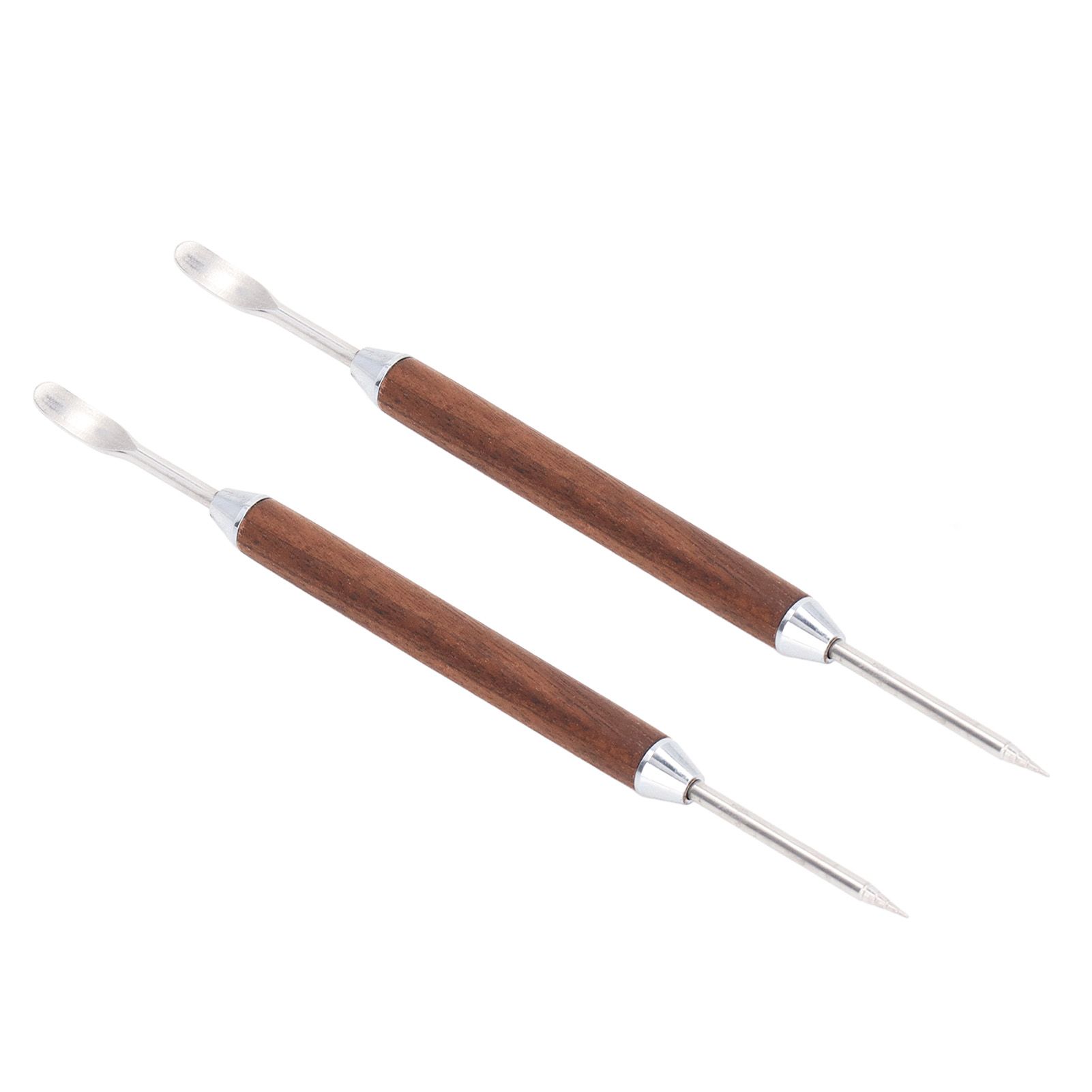 2PCS Coffee Art Pen Wooden Handle Stainless Steel Coffee Fancy Stitch Needle view 3