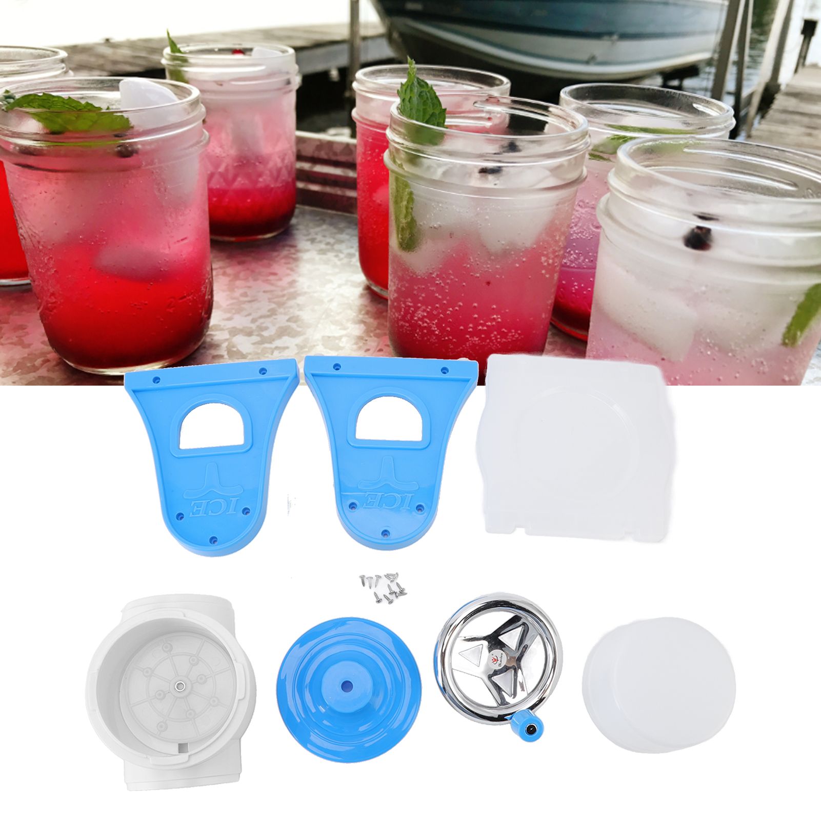 Hand Crank Shaved Ice Machine Stainless Steel Blades Safe Portable Ice Crusher view 12