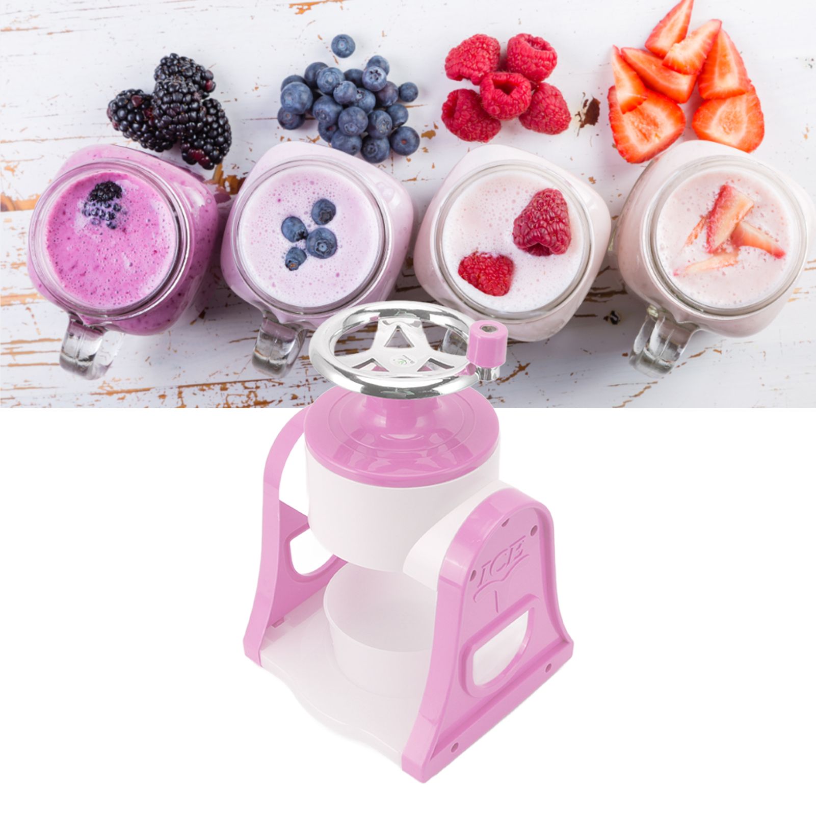 Hand Crank Shaved Ice Machine Stainless Steel Blades Safe Portable Ice Crusher view 11