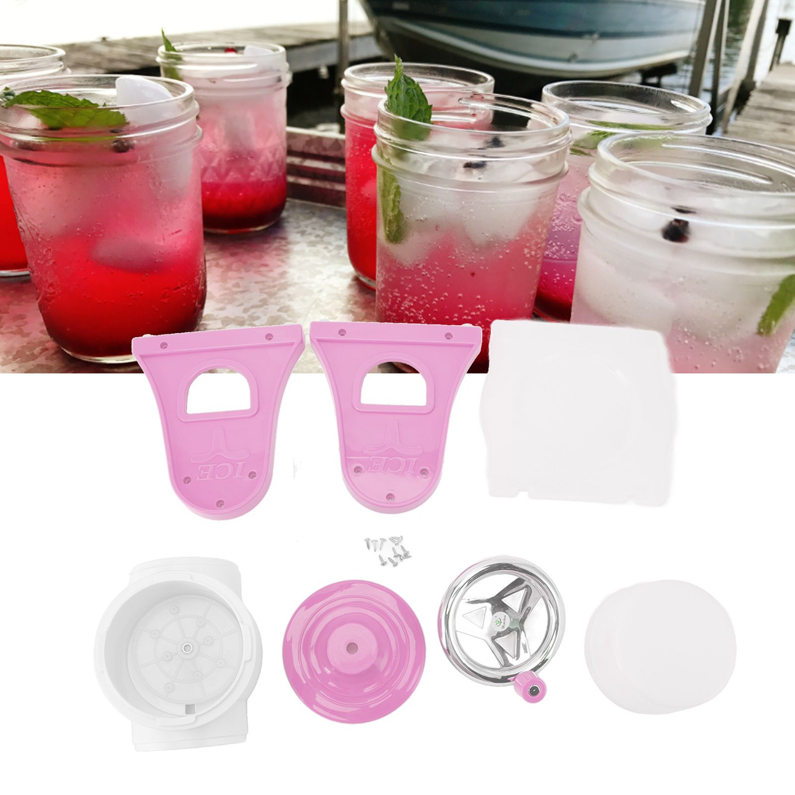 Hand Crank Shaved Ice Machine Stainless Steel Blades Safe Portable Ice Crusher view 12