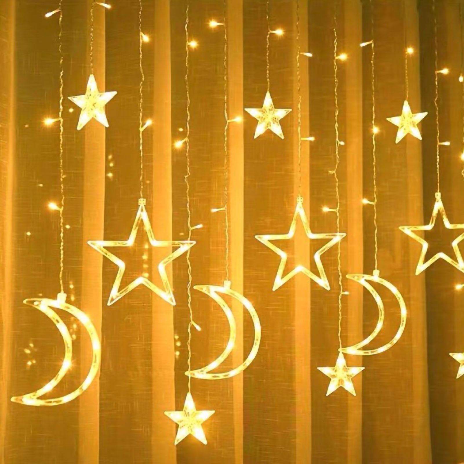 Star Moon Curtain String Lights LED Lamp Add Romantic Ambience Window Curtain