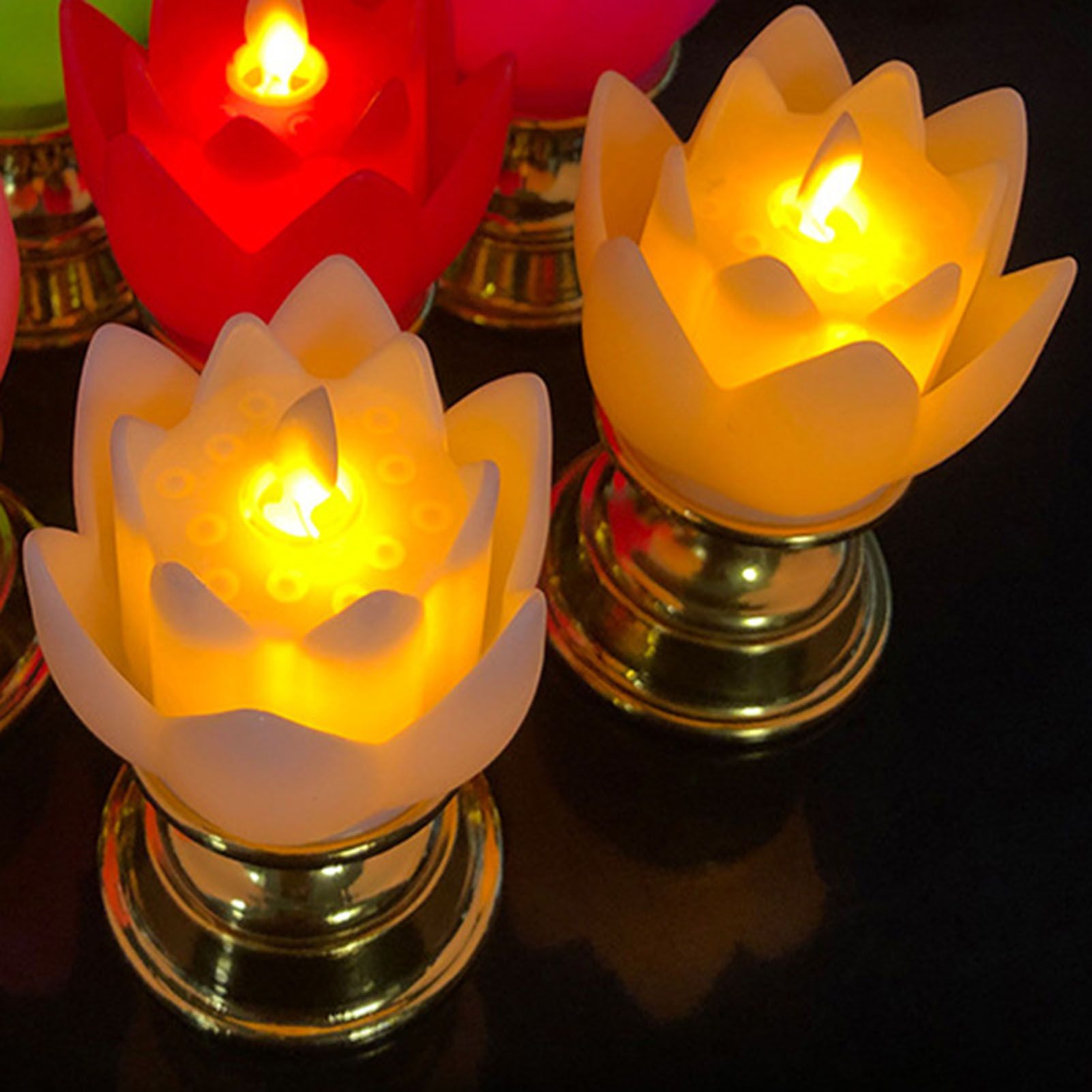 LED Lotus Lamp Colorful LED Soft Natural Light Lifelike Safe Odorless Durable view 3