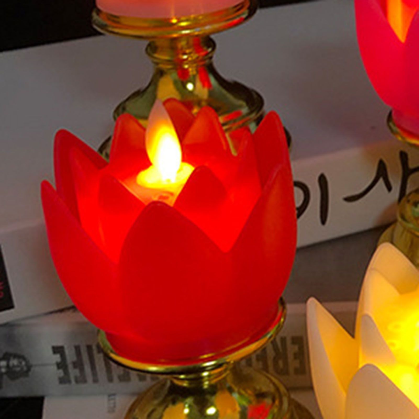 LED Lotus Lamp Colorful LED Soft Natural Light Lifelike Safe Odorless Durable view 2