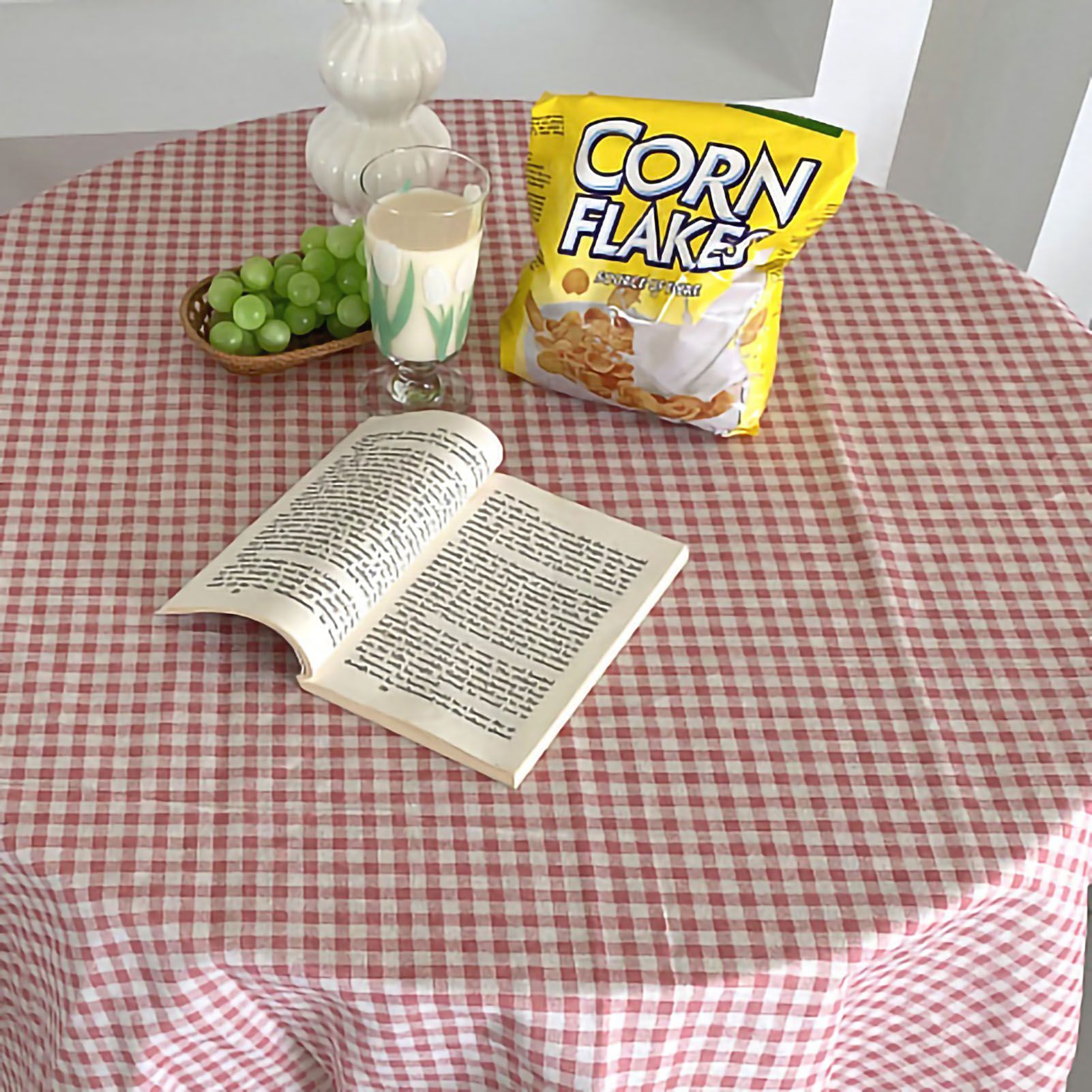 Desk Tablecloth Plaid Table Cover Linen Cotton Backdrop Dustproof Home view 3