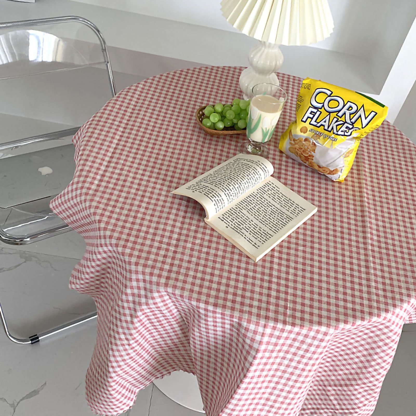 Desk Tablecloth Plaid Table Cover Linen Cotton Backdrop Dustproof Home view 5