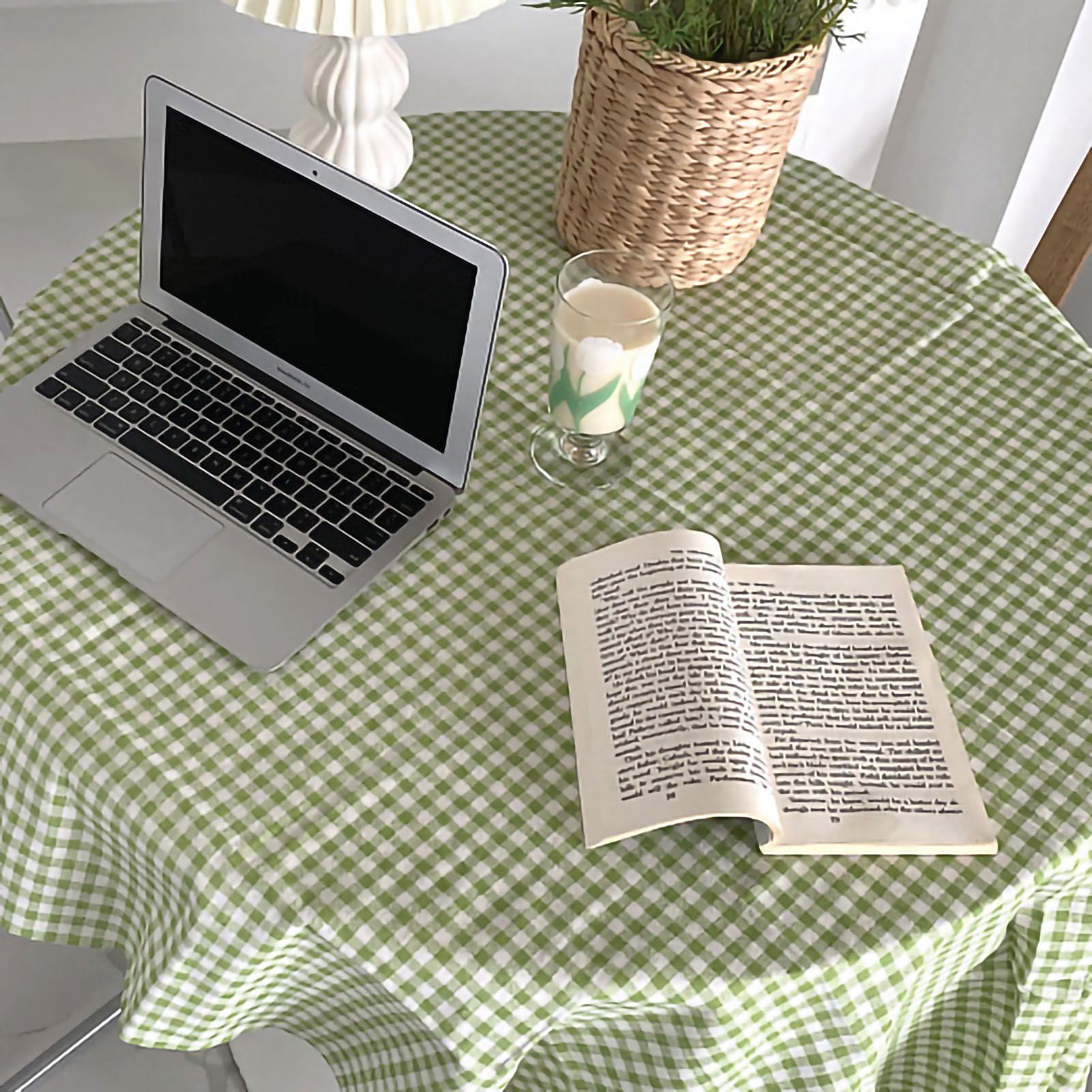 Desk Tablecloth Plaid Table Cover Linen Cotton Backdrop Dustproof Home view 5