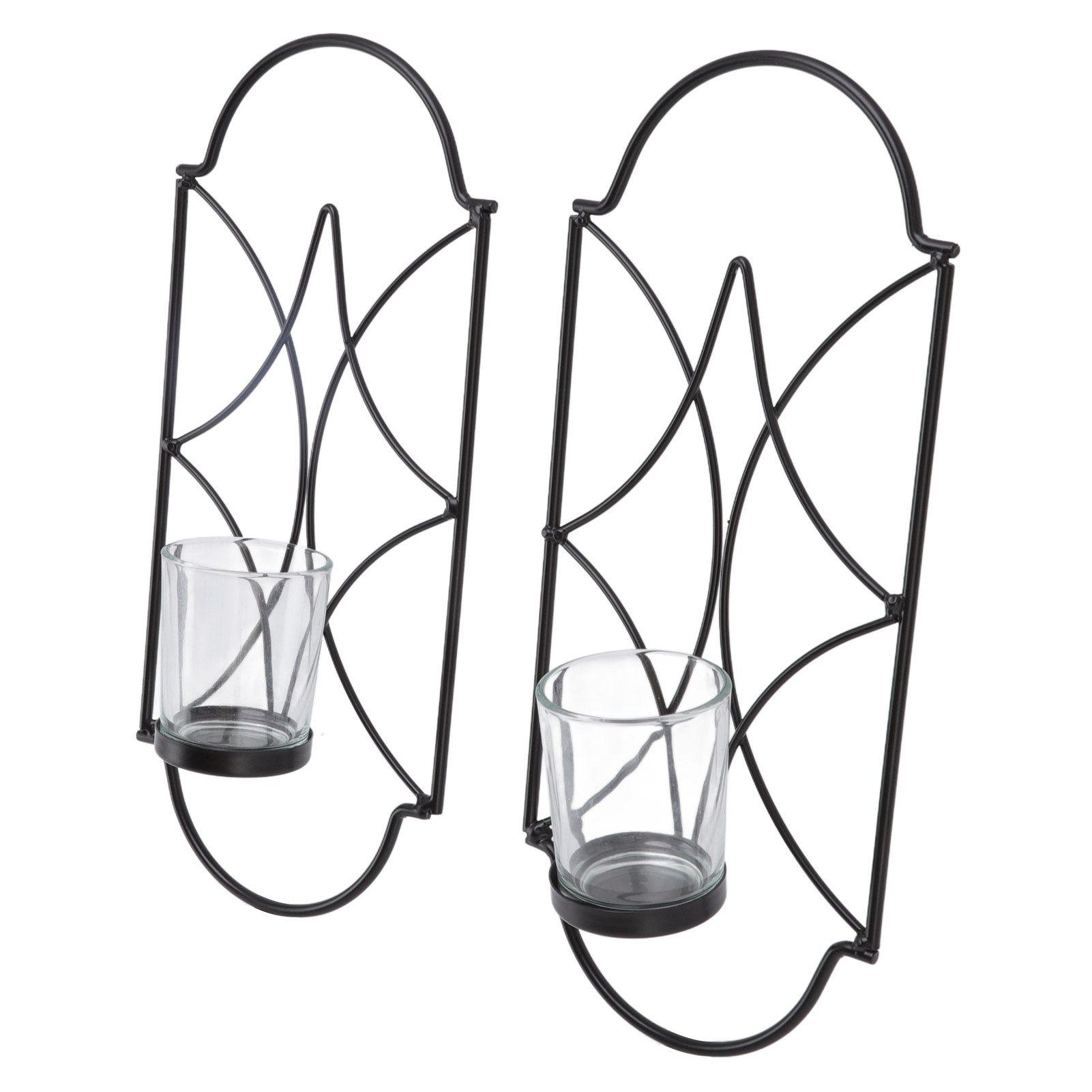 2Pcs Wall Mounted Candle Holder Iron Glass Sconces Decoration Accessories for view 3