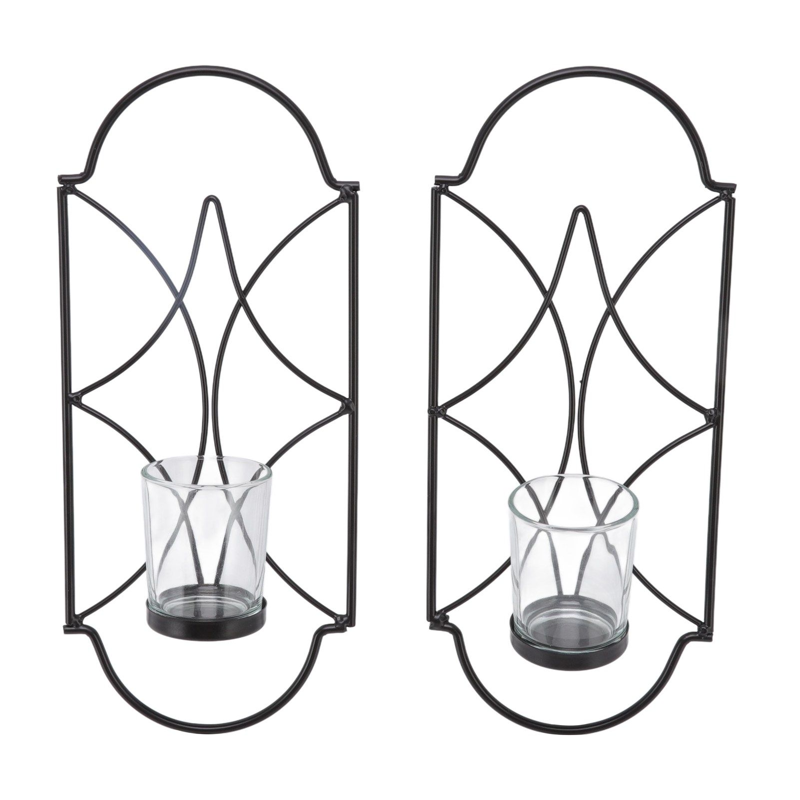 2Pcs Wall Mounted Candle Holder Iron Glass Sconces Decoration Accessories for view 6
