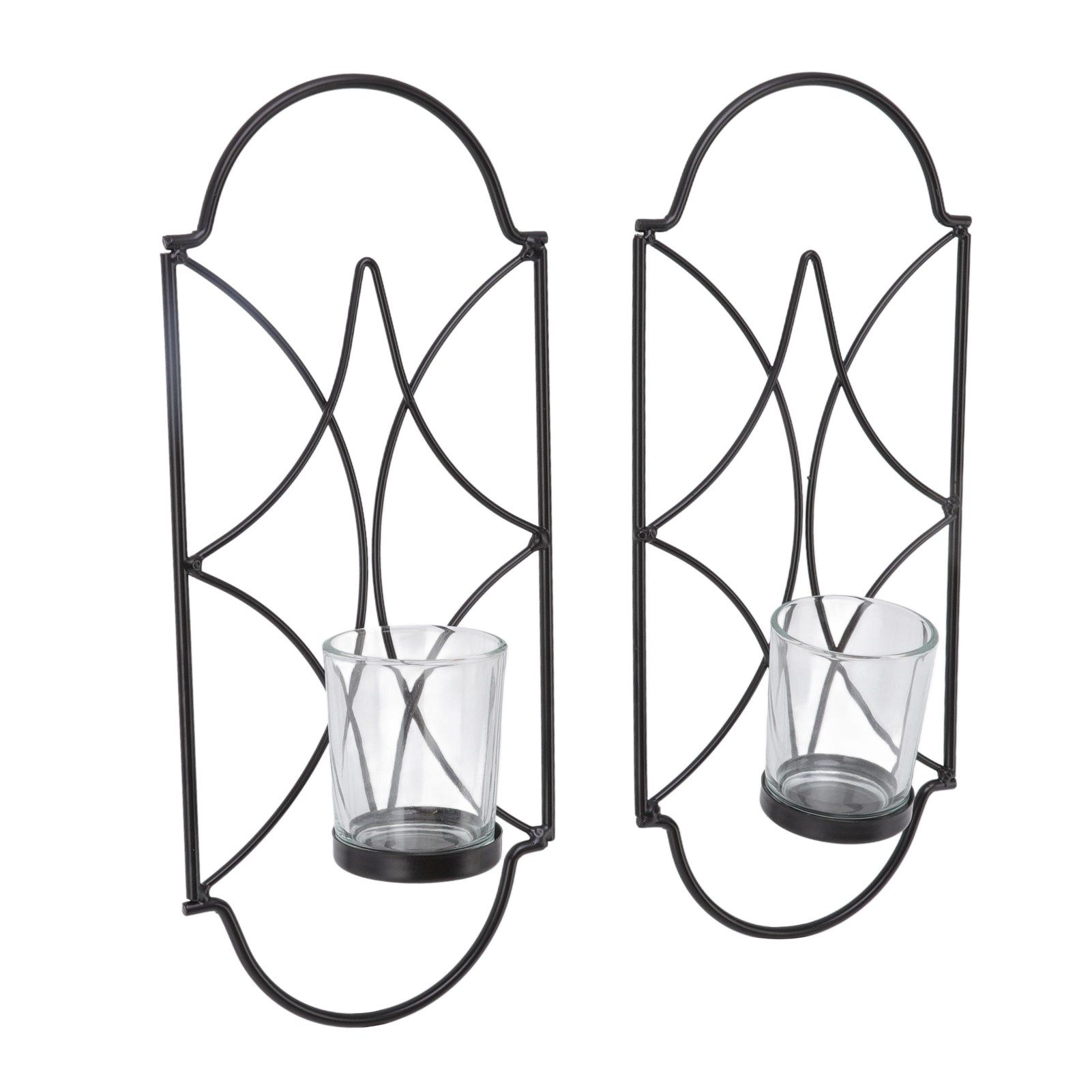 2Pcs Wall Mounted Candle Holder Iron Glass Sconces Decoration Accessories for view 7