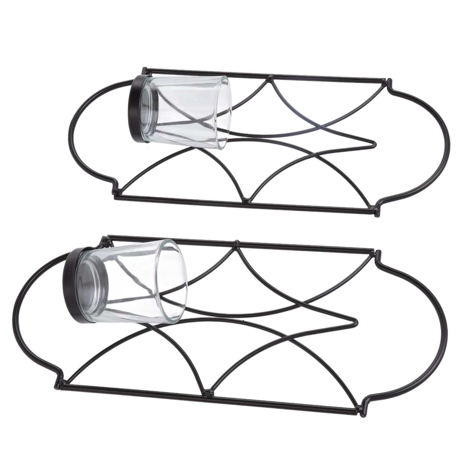 2Pcs Wall Mounted Candle Holder Iron Glass Sconces Decoration Accessories for view 9