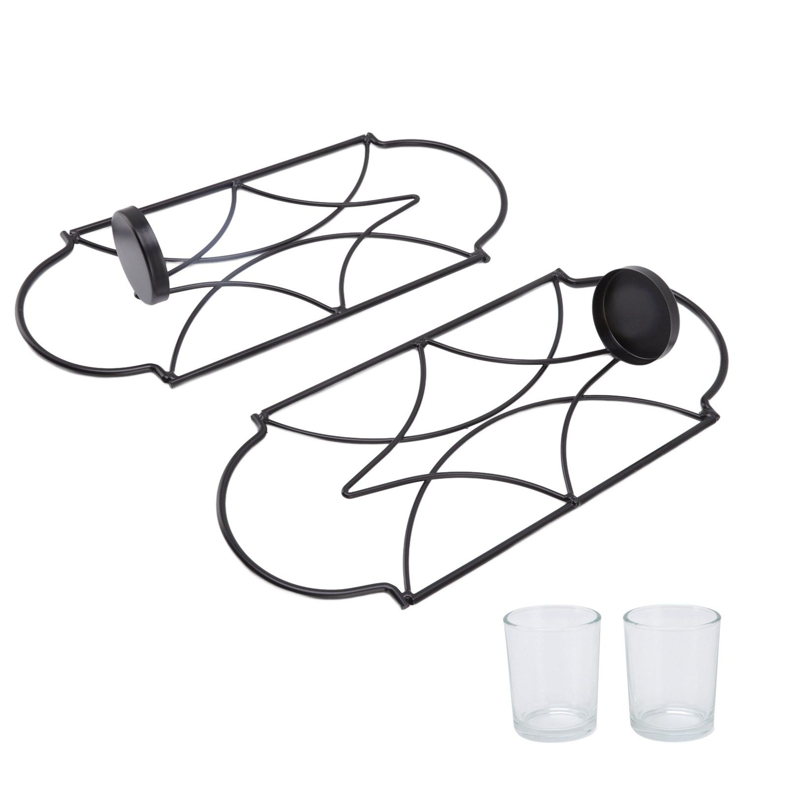2Pcs Wall Mounted Candle Holder Iron Glass Sconces Decoration Accessories for view 10